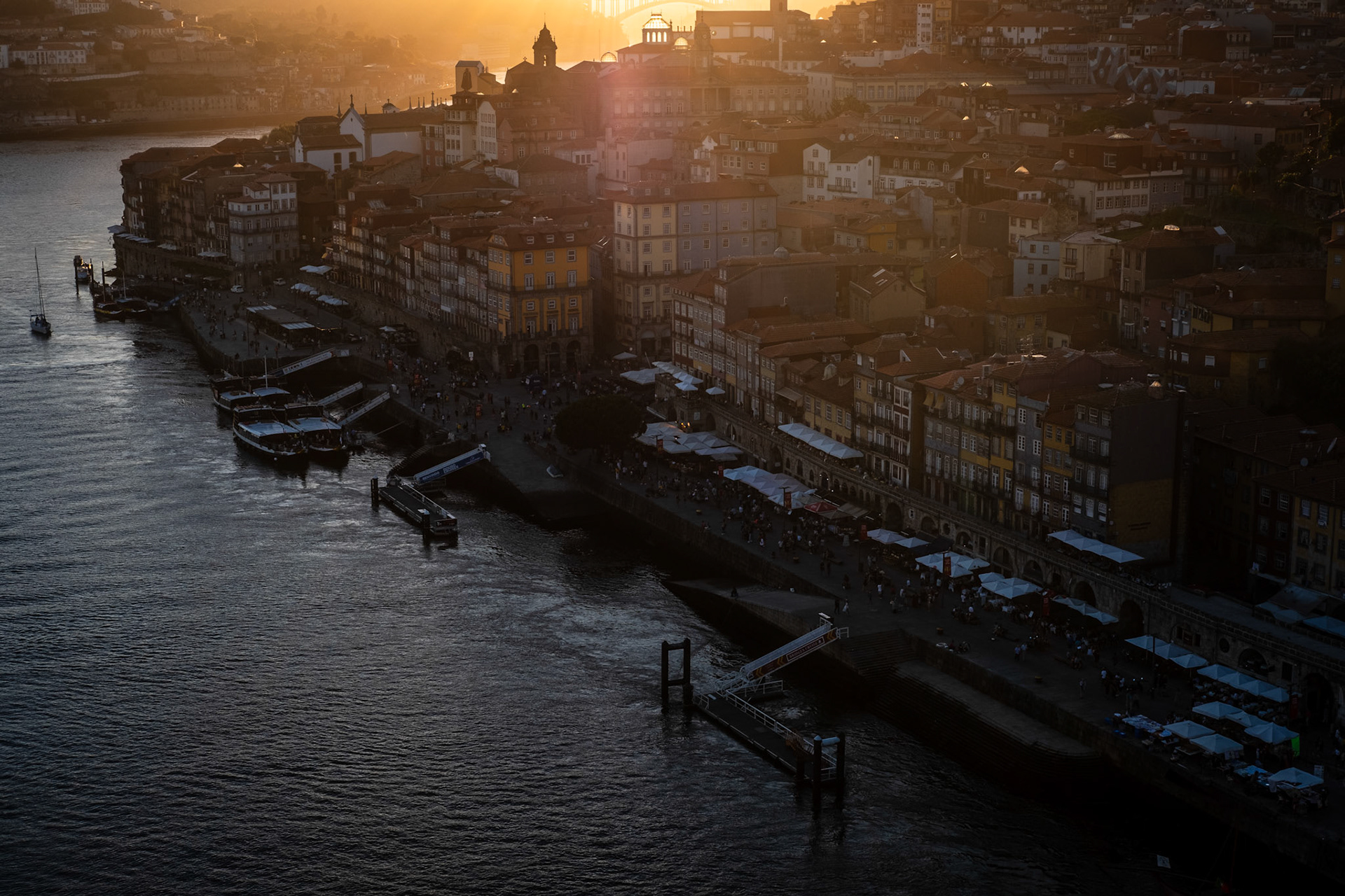 Porto, Portugal - 11 August 2018: Sunset over Porto