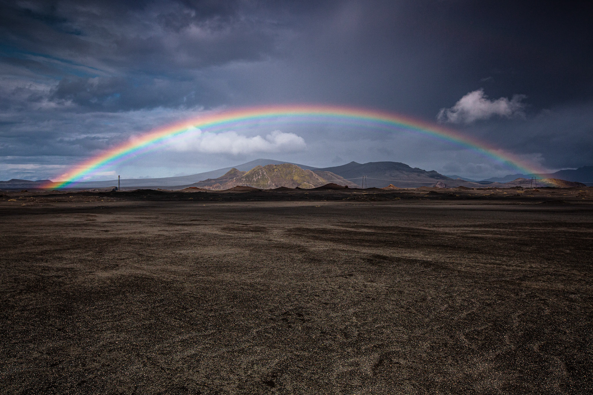 Rainbow over Fjallabak Nature Reserve. Iceland