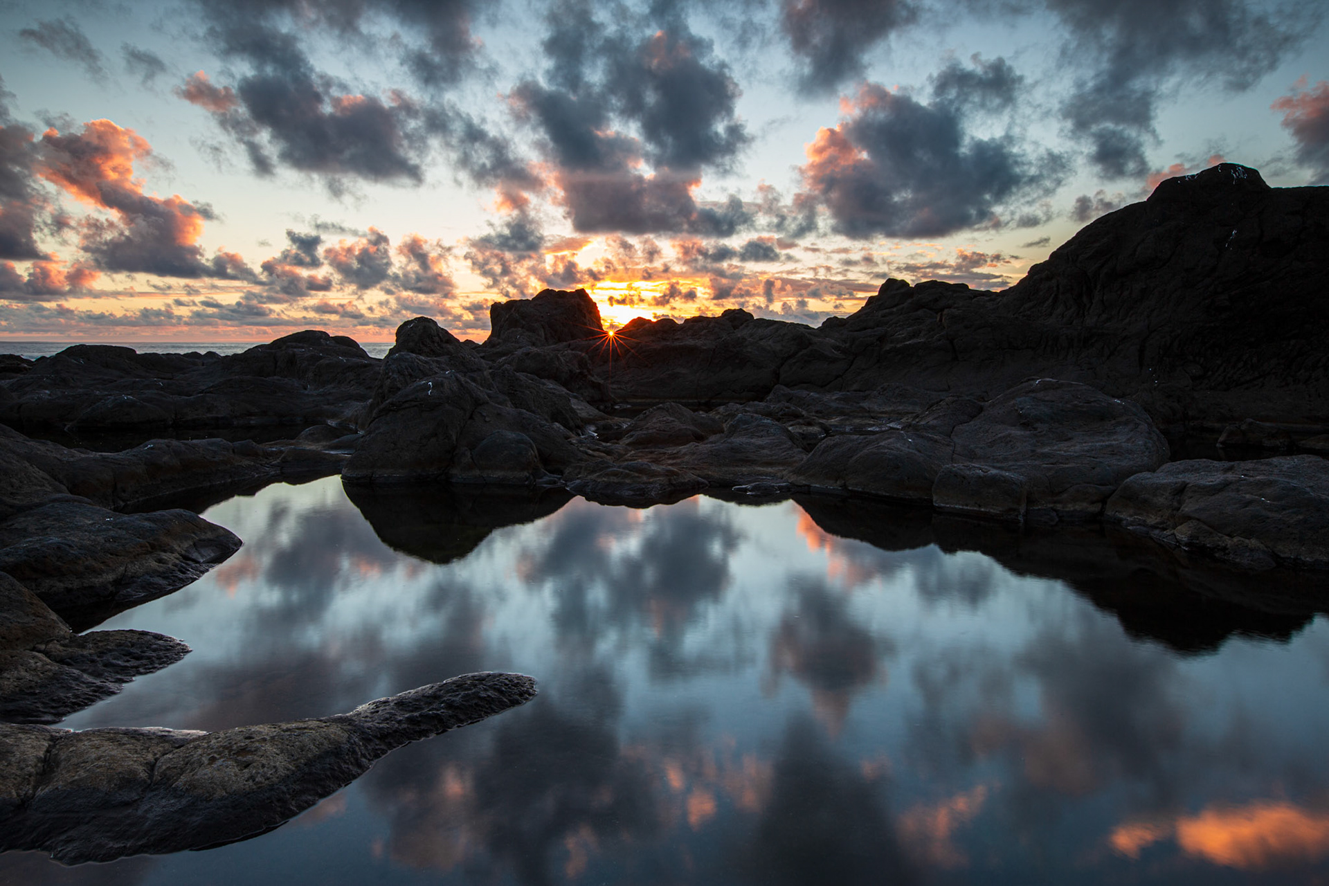 Natural pond near Capelinhos volcano. Faial, Azores, Portugal