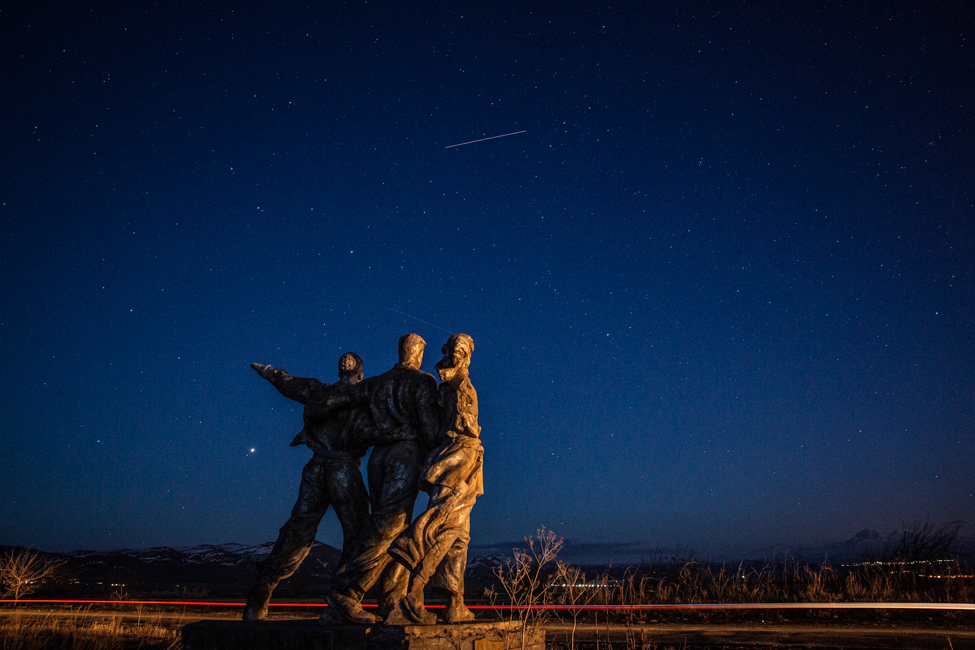 Statue in honor of factory workers in Gyumri. Armenia