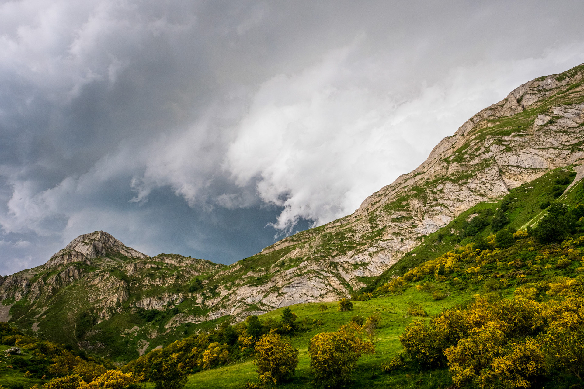 Asturias, Spain - 17 June 2022 : Stormy weather over Brañas de Sousas