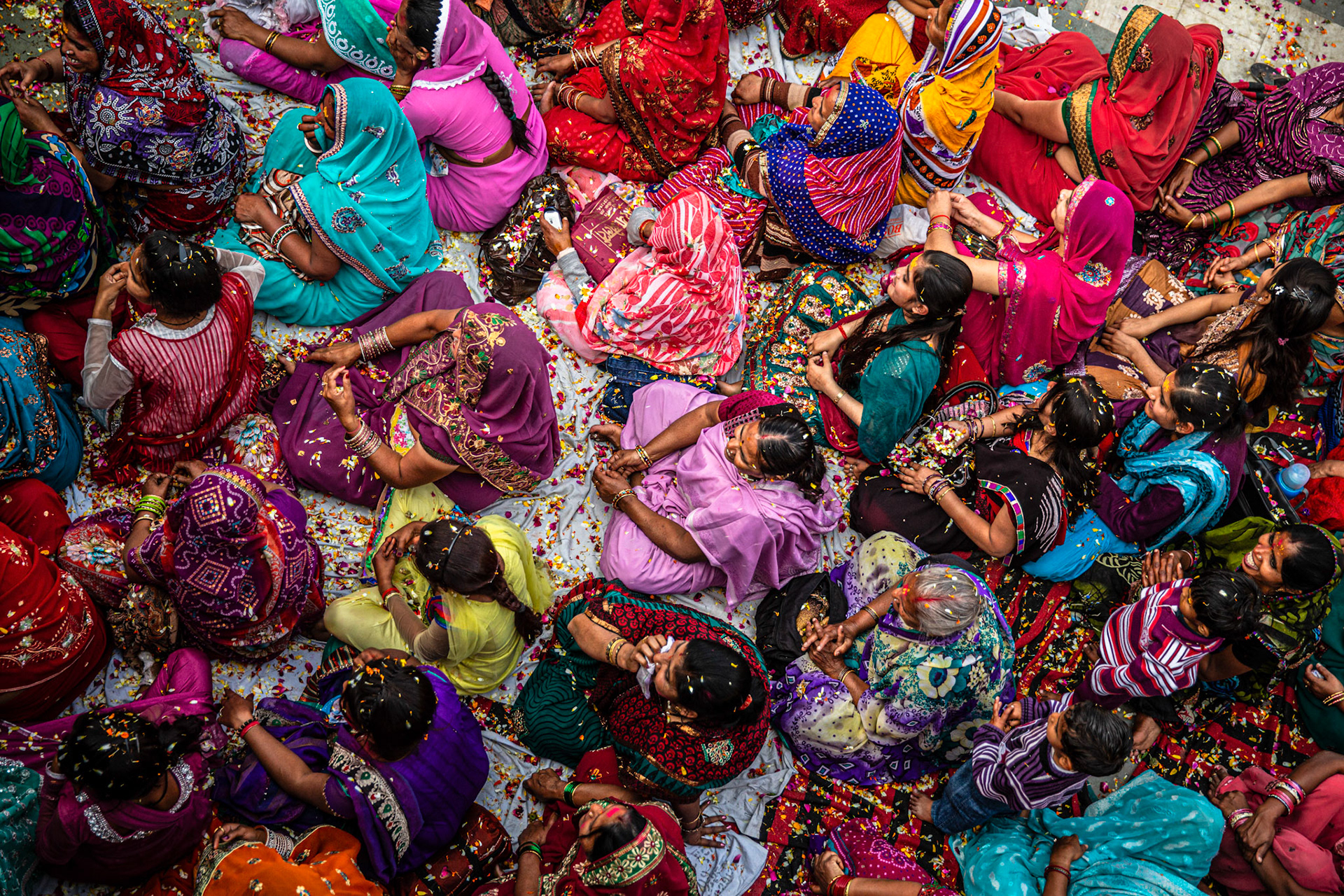 Women attending the Holi festival in a village close to Mathura. Mathura, India