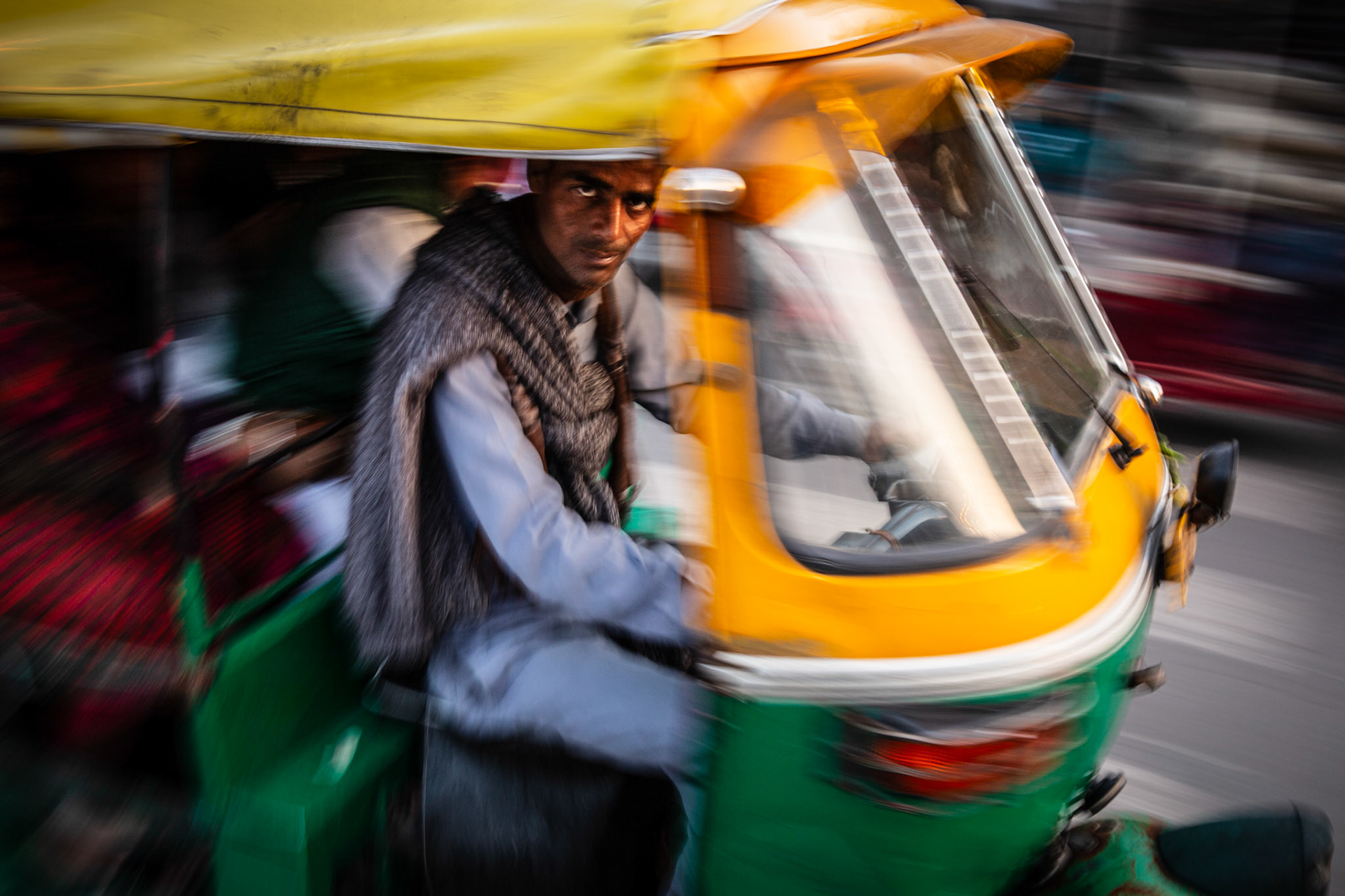 Tuk tuk driver in New Delhi. India