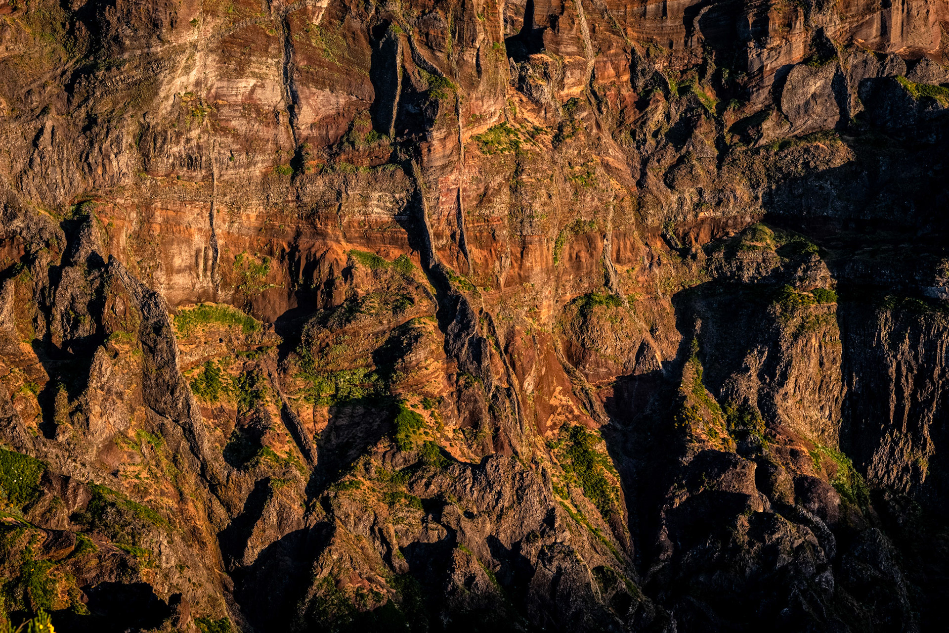 Madeira, Portugal - 13 June 2017: Texture of a canyon of Madeira