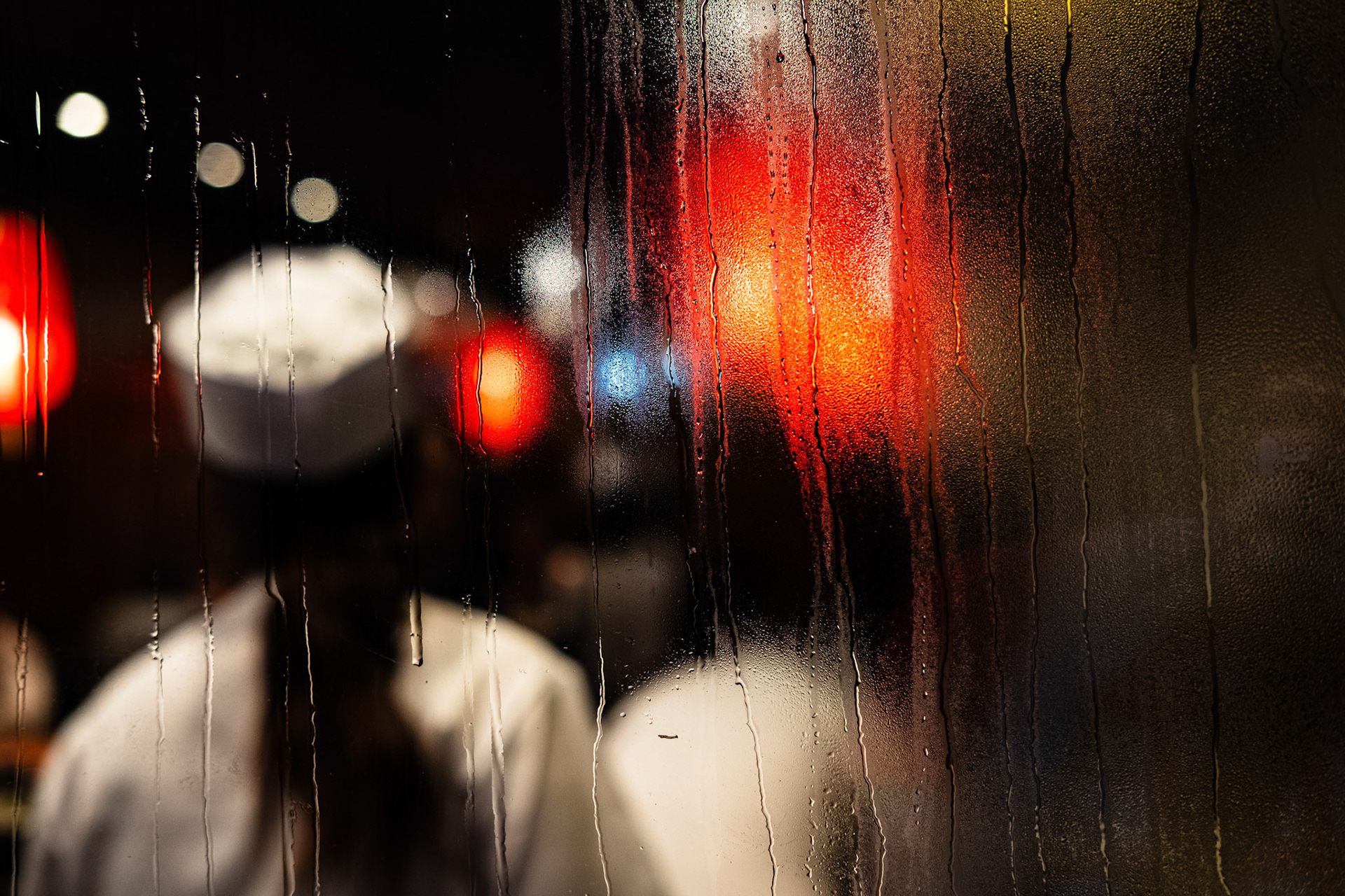 London, England - 10 June 2018: Condensation on a window of a chinese restaurant