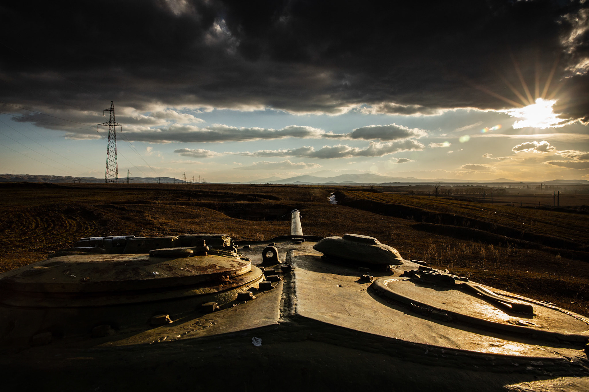 Old soviet era tank from Second World War in the outskirts of Gyumri. Armenia