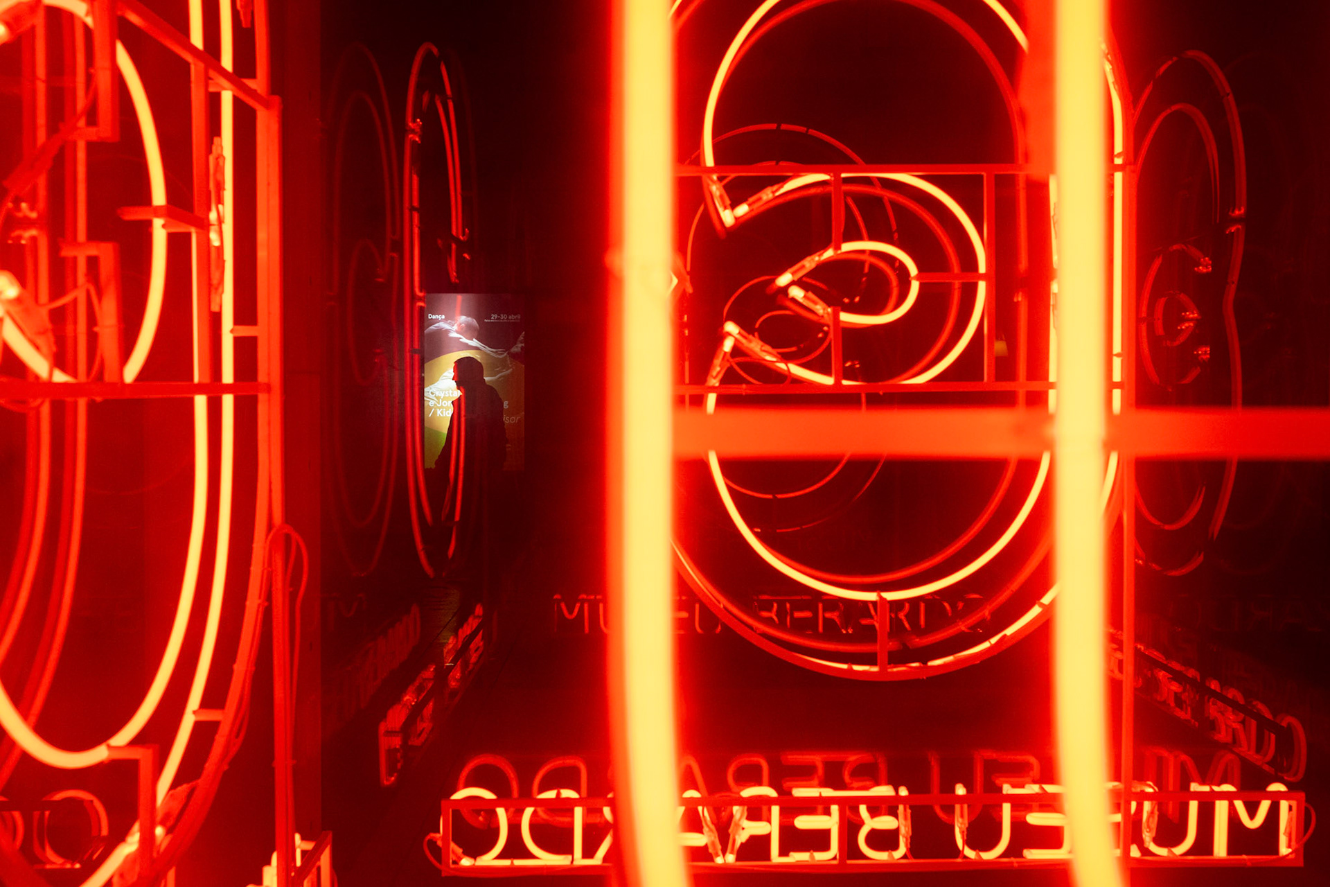 Lisbon, Portugal - 22 April 2022 : Berardo Museum neon display