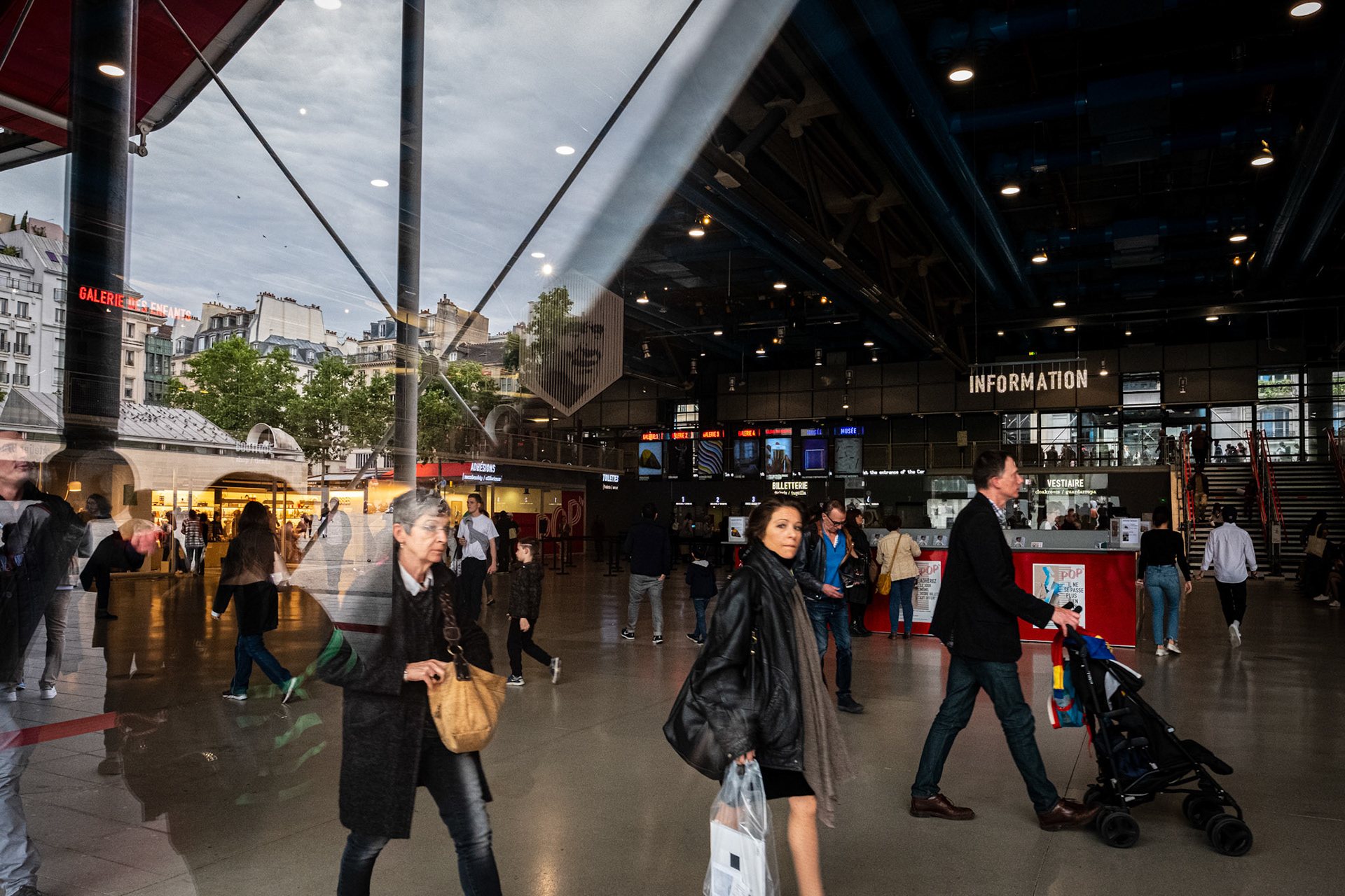 Paris, France - 09 June 2019 : Reflections from Centre George Pompidou