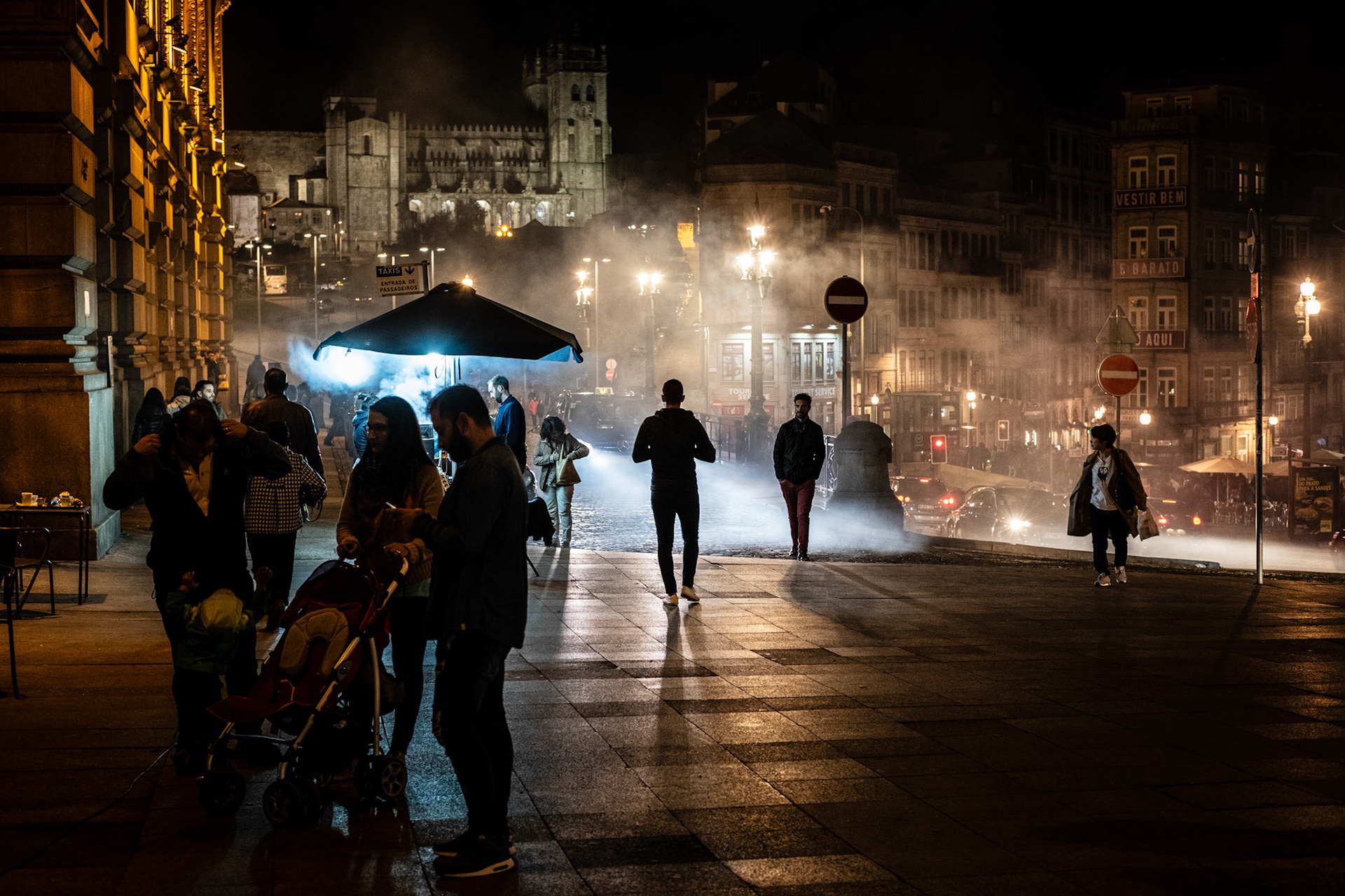 Porto, Portugal - 4 November 2017: São Bento autumn night scene