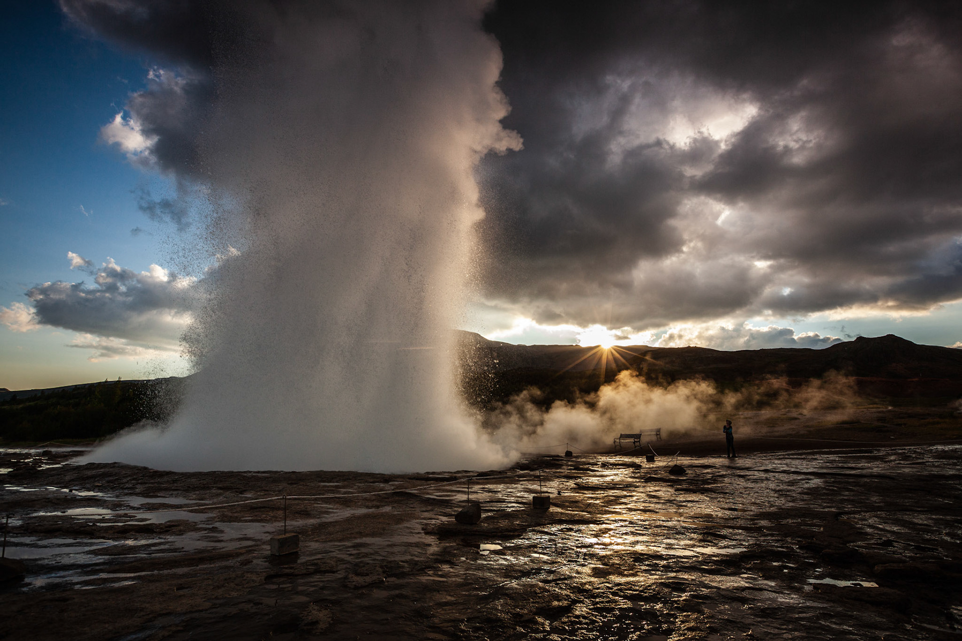 Strokkur geyser erupting. Iceland