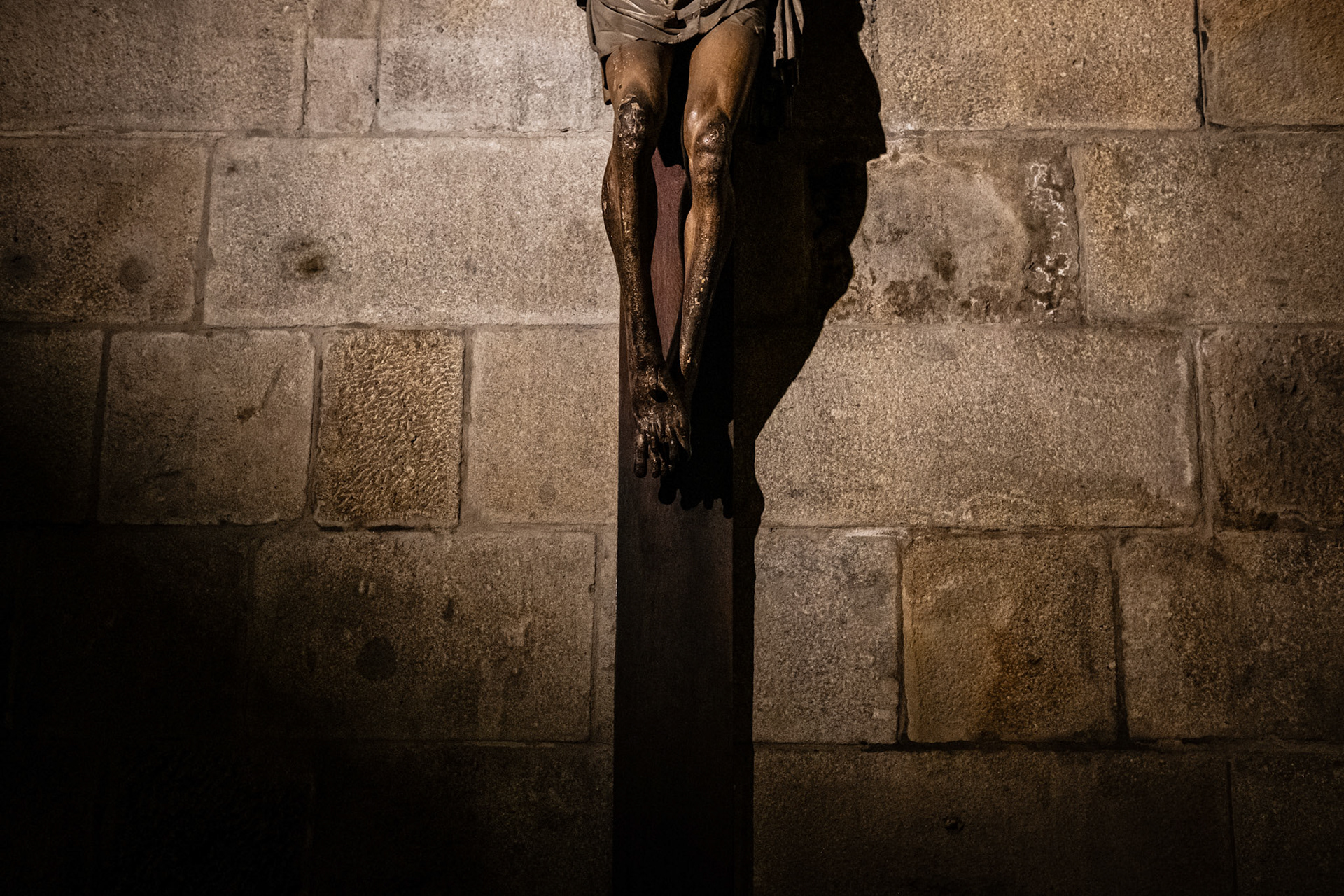 Braga, Portugal - 13 April 2017: Crucified Christ sculpture at Braga Cathedral