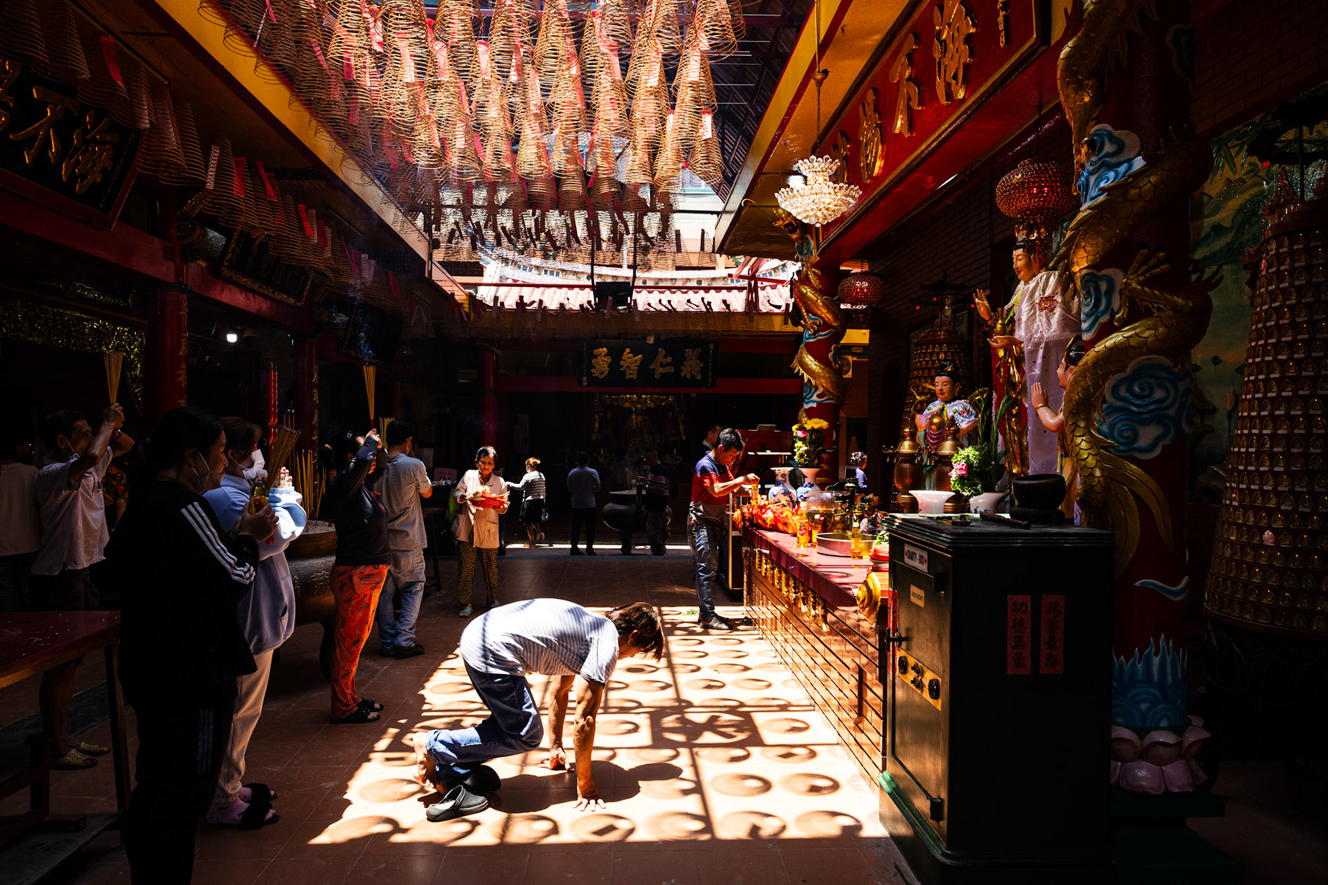 Ho Chi Minh City, Vietnam - 24 July 2024 : Devotees at Quan Am Pagoda