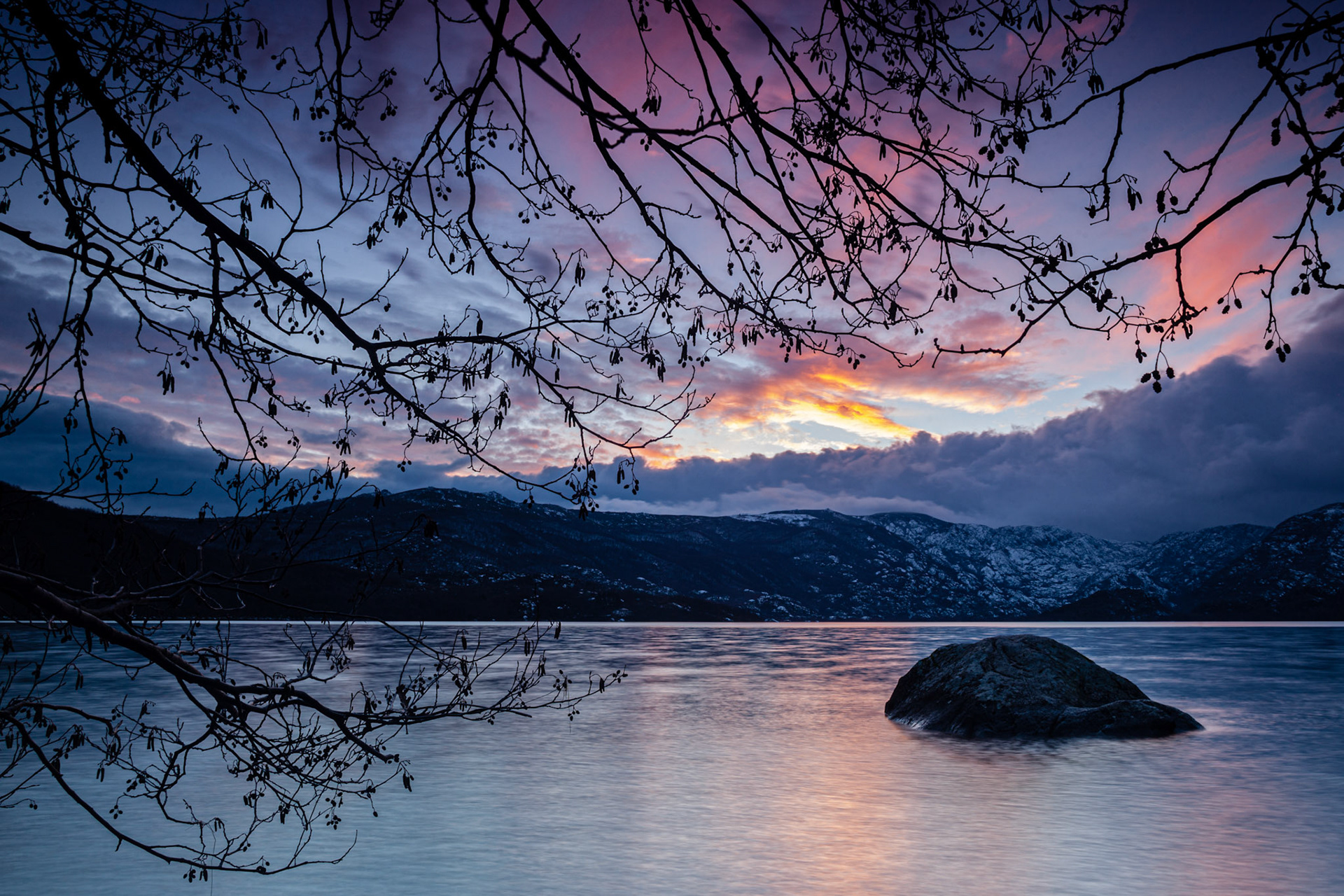 Sunset at Sanabria lake. Spain