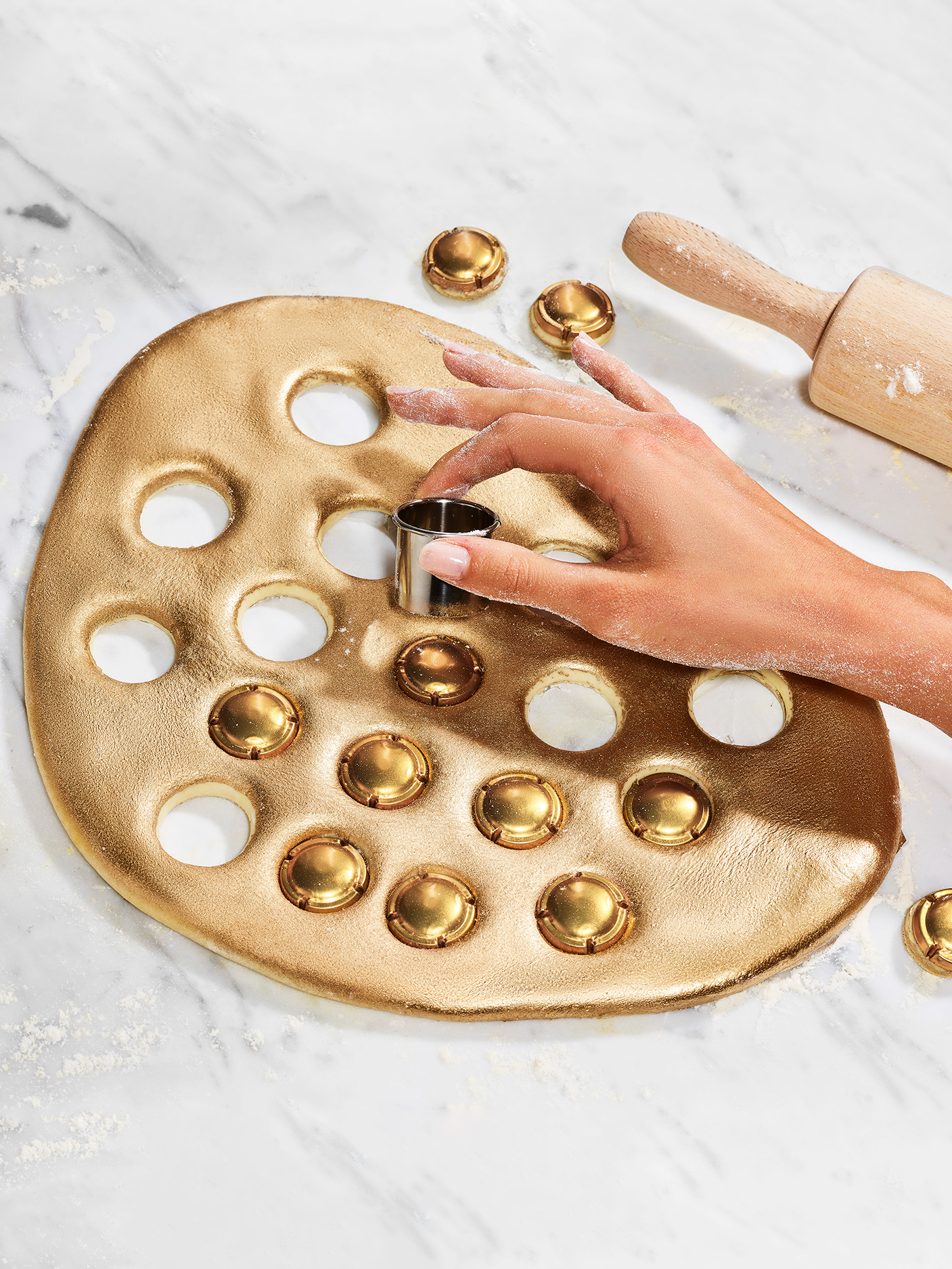 Taittinger, PALAST - still life photography, hand model, top of corks being made from patisserie,,  Paris France