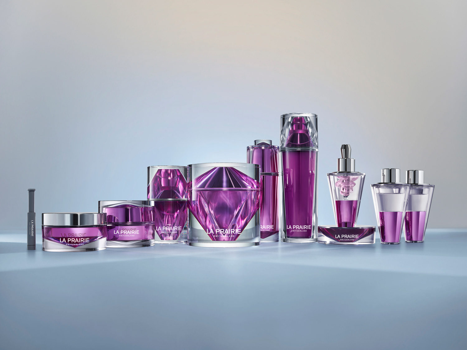 Still life photo La Prairie Cosmetics, Platinum Rare product range 