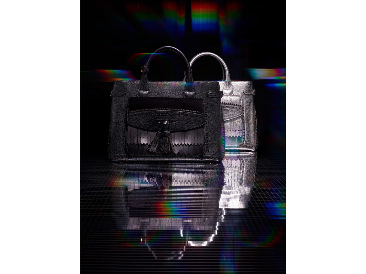 Still life photography, Palast photographie, fashion editorial with Burberry bag in reflective environment, Paris, France