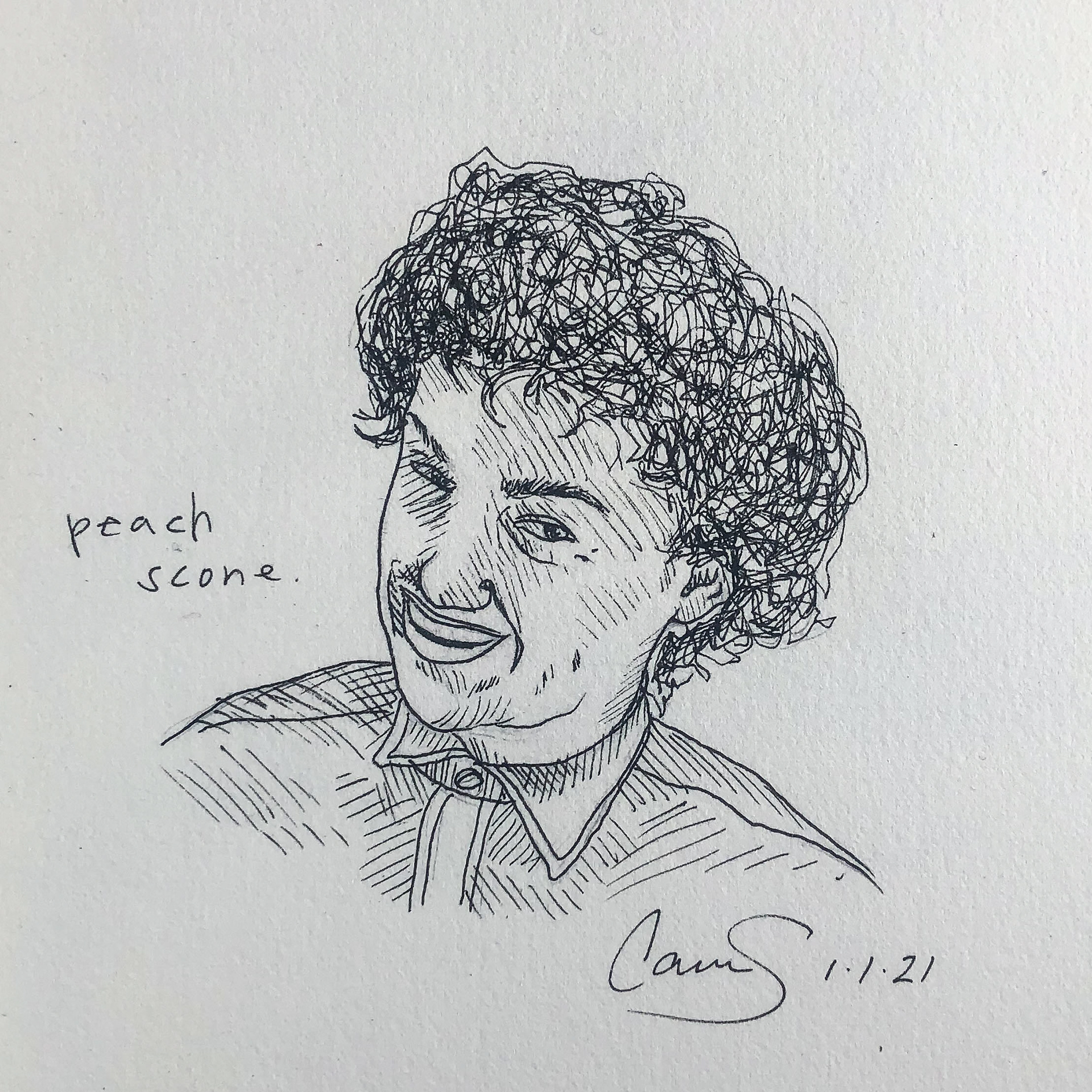 "Hobo Johnson", 3.5 in x 3.5 in, Micron on Paper, 2021