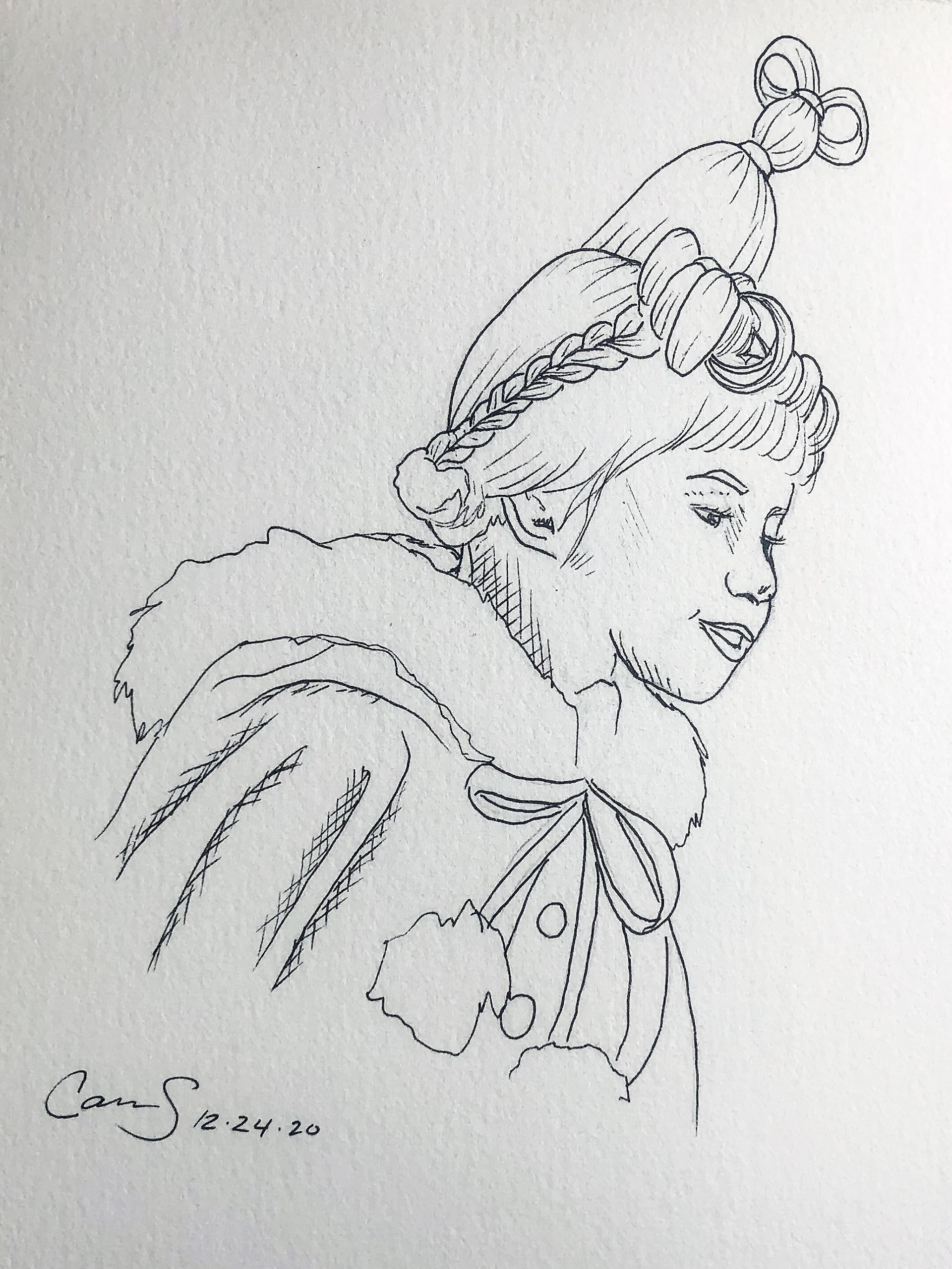 How the Grinch Stole Christmas "Cindy-Lou Who", 4.5 in x 5.5 in, Micron on Paper, 2020