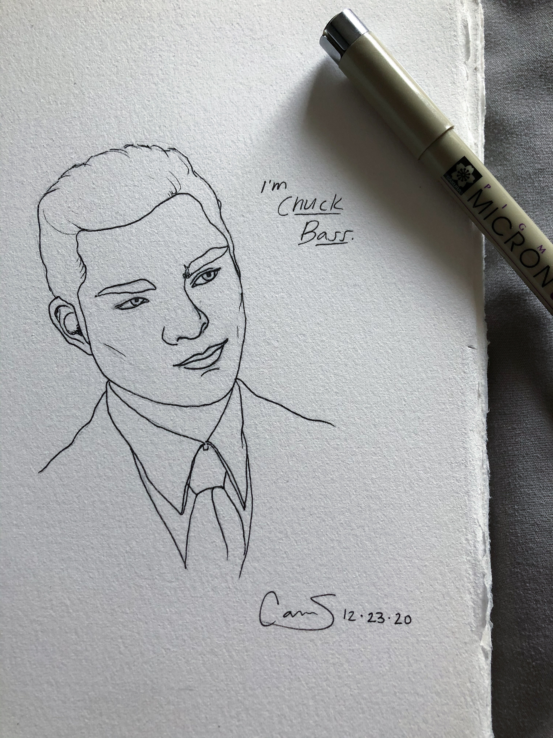 "Chuck Bass", 3.5 in x 4.5 in, Micron on Paper, 2020