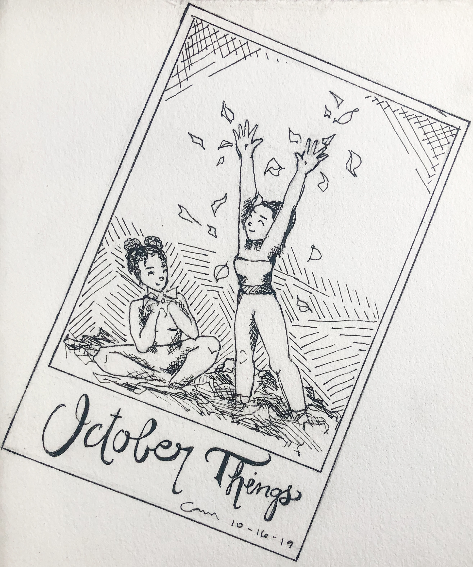 "October Things", 5.25 in x 6.5 in, Micron on Paper, 2019