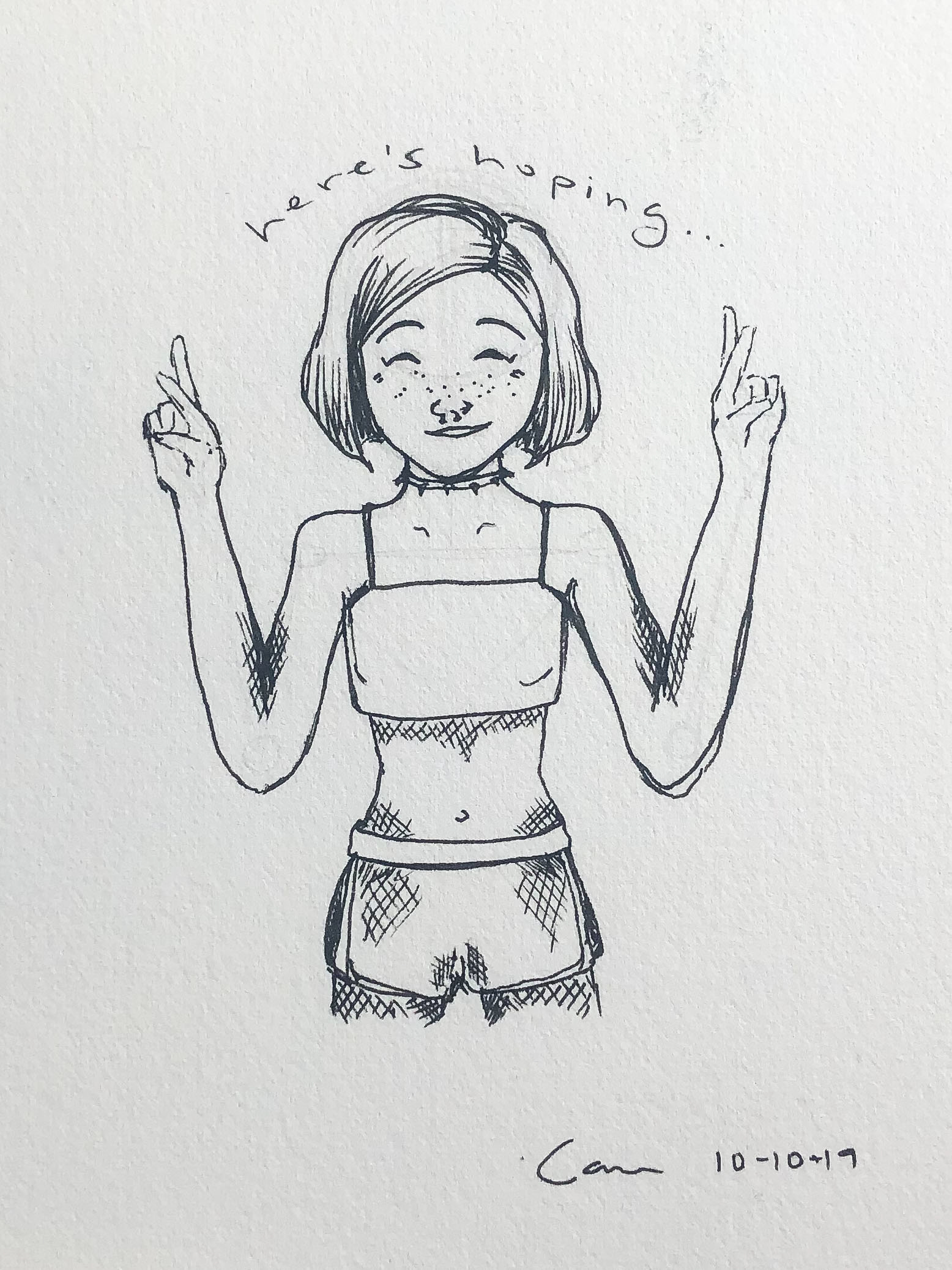 "Hopeful", 3 in x 4 in, Micron on Paper, 2019