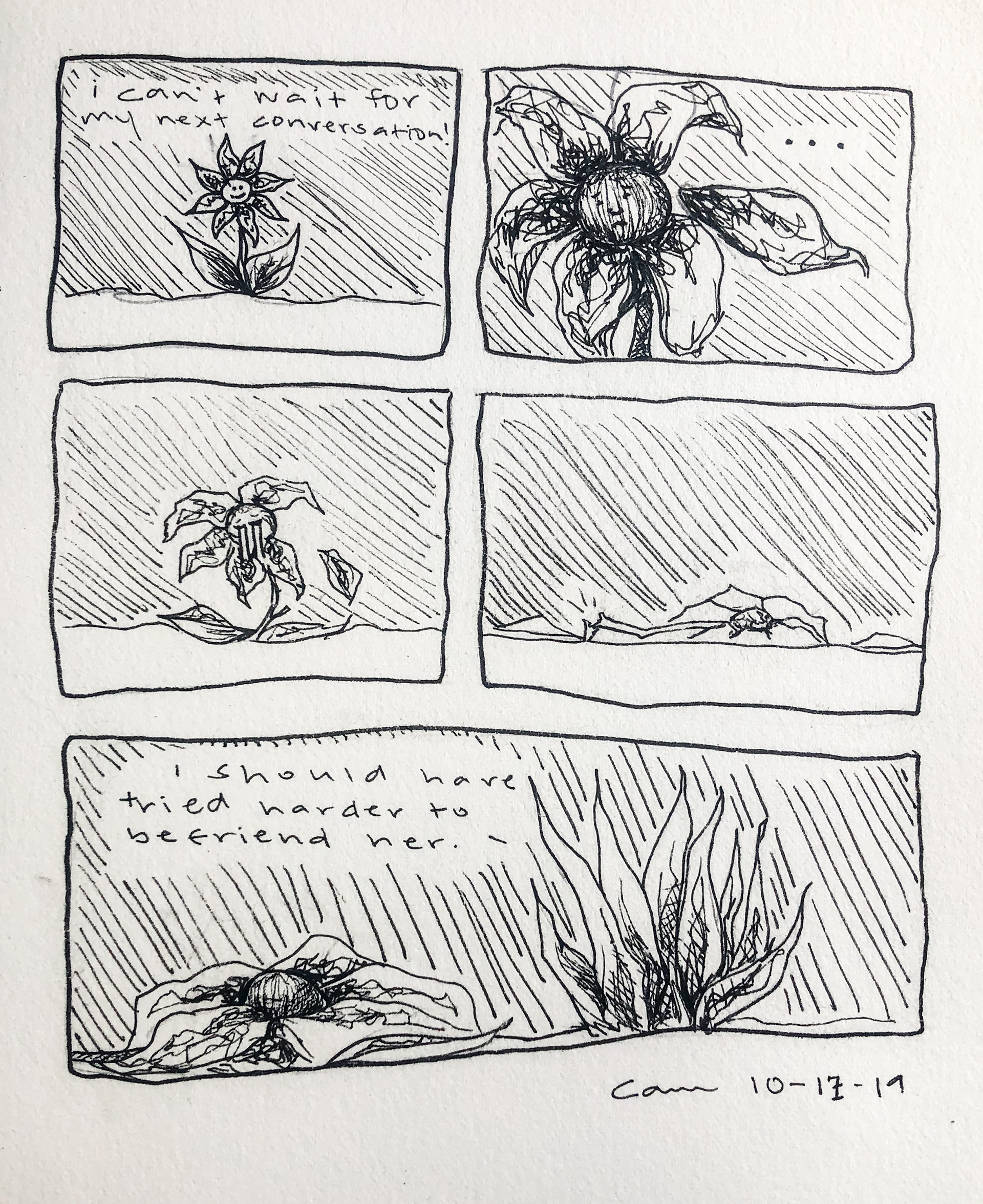 "Loneliness", 5 in x 6 in, Micron on Paper, 2019