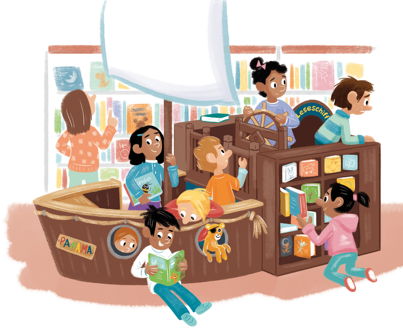 Detail: das Leseschiff // “Reading-Ship“ in the children’s section of the library