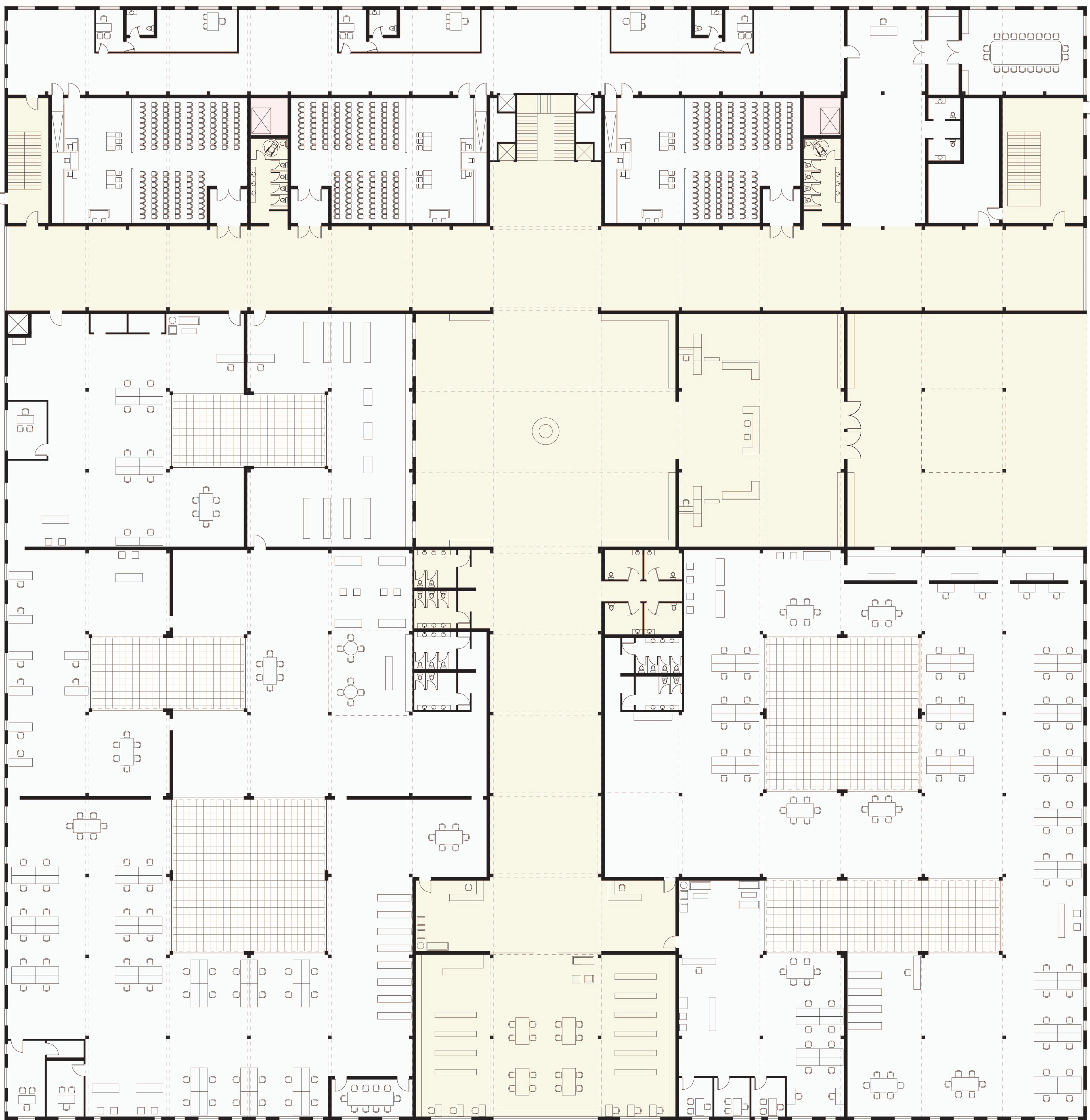administration space + traffic court + library
