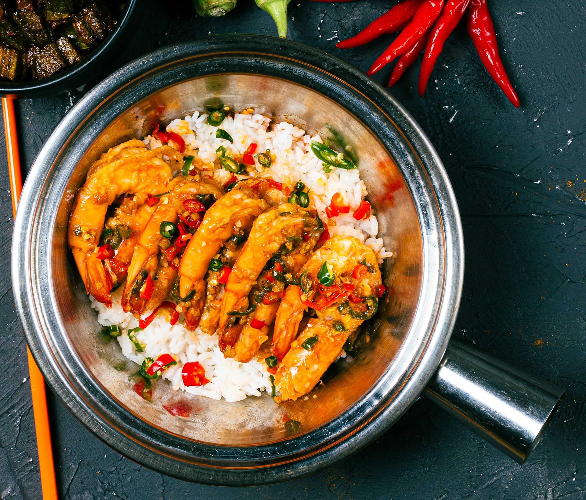 Thai food spicy shrimp