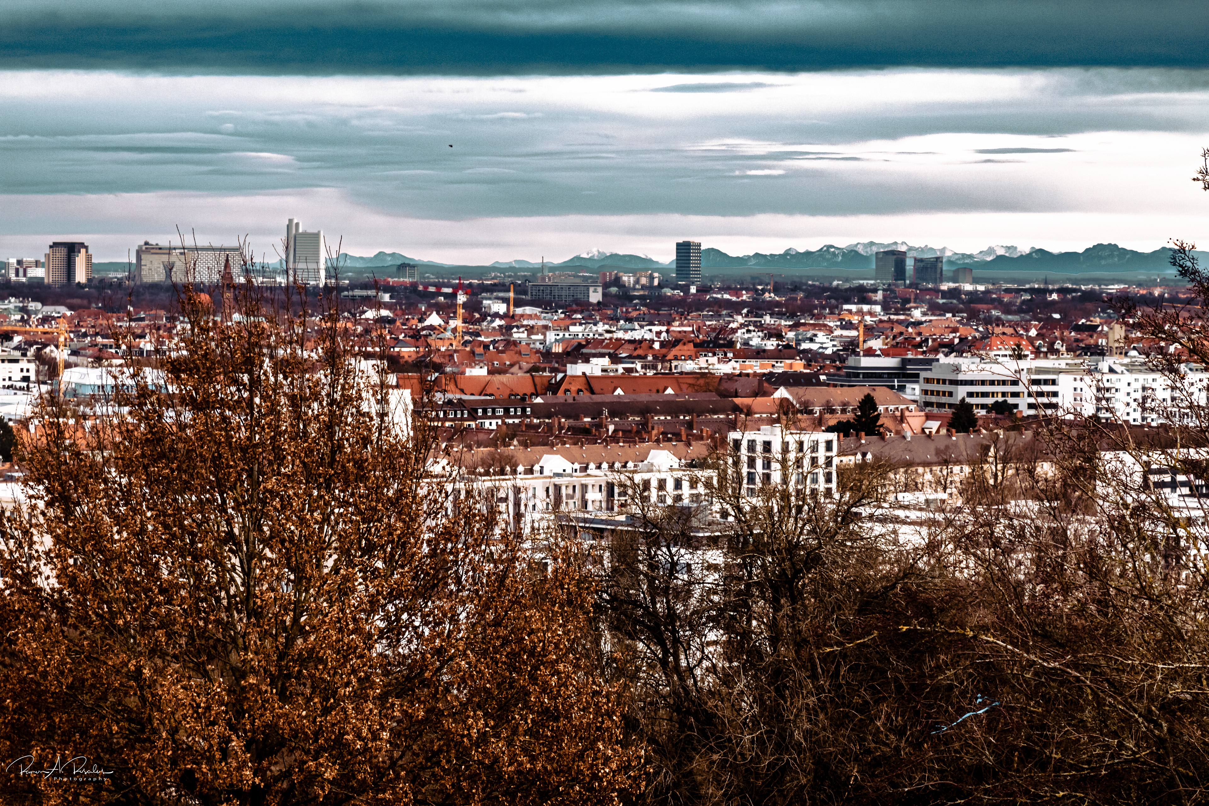 Munich and The Alps at the distance