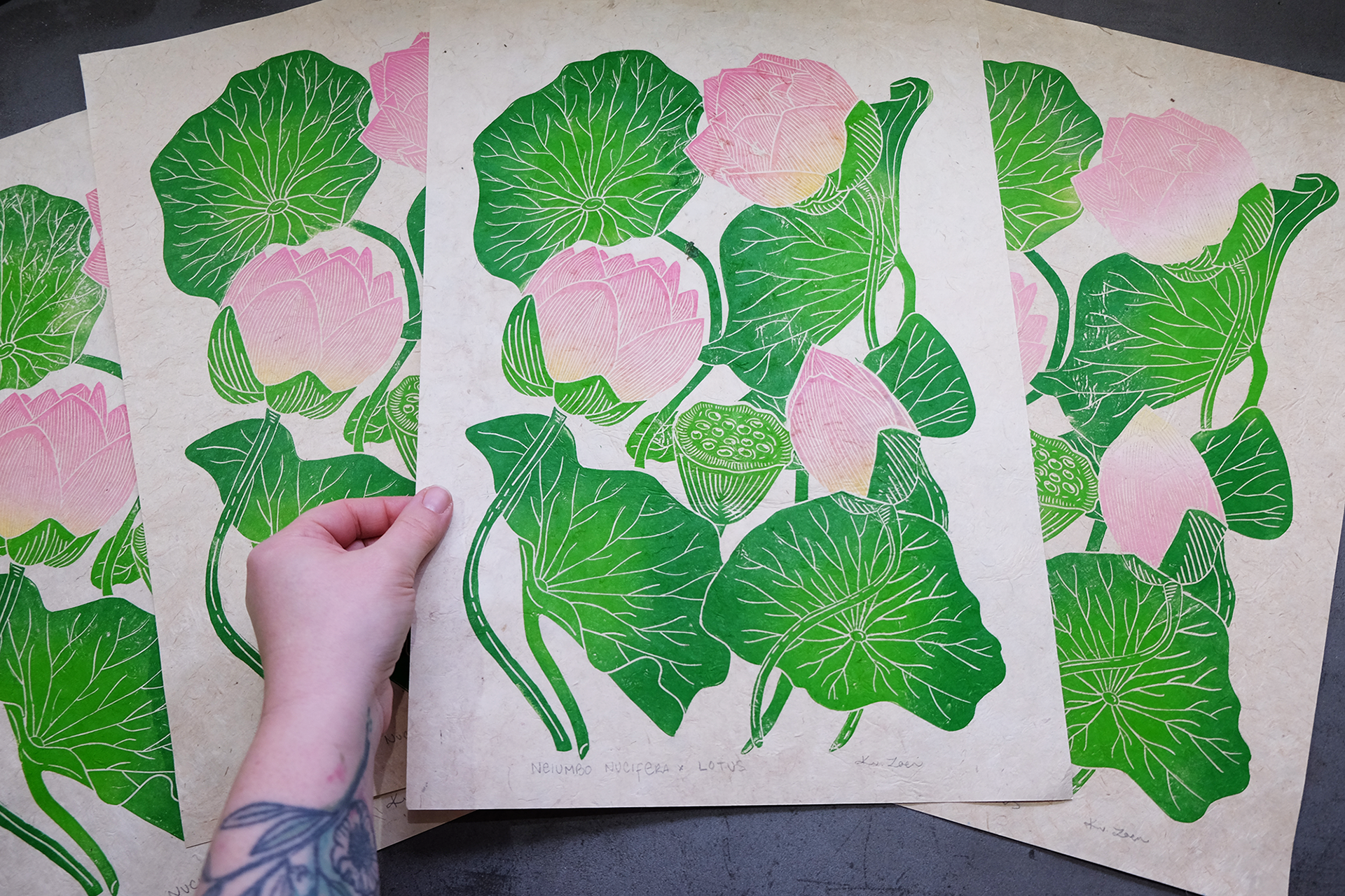 "Lotus" Original Linocut