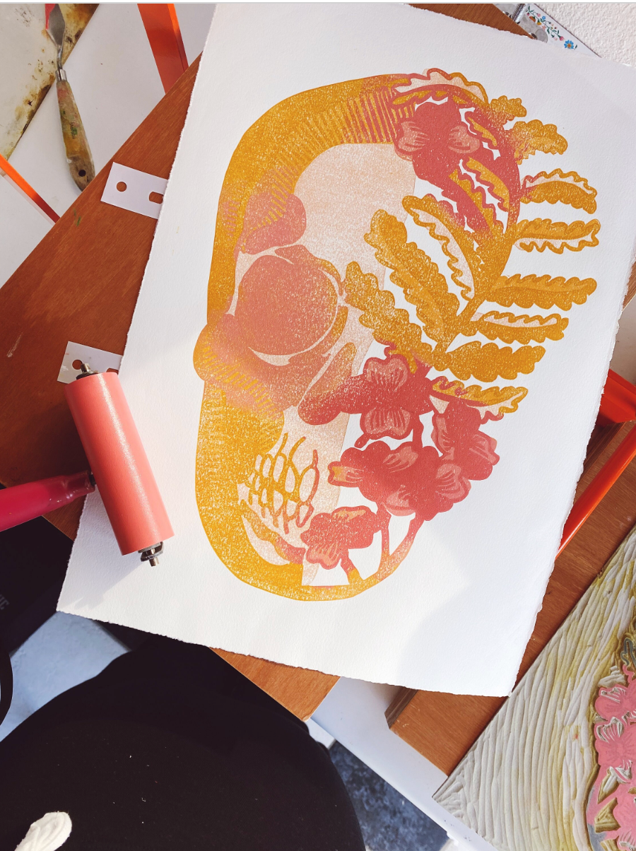 "Welcome to Paradise" Original Linocut Print