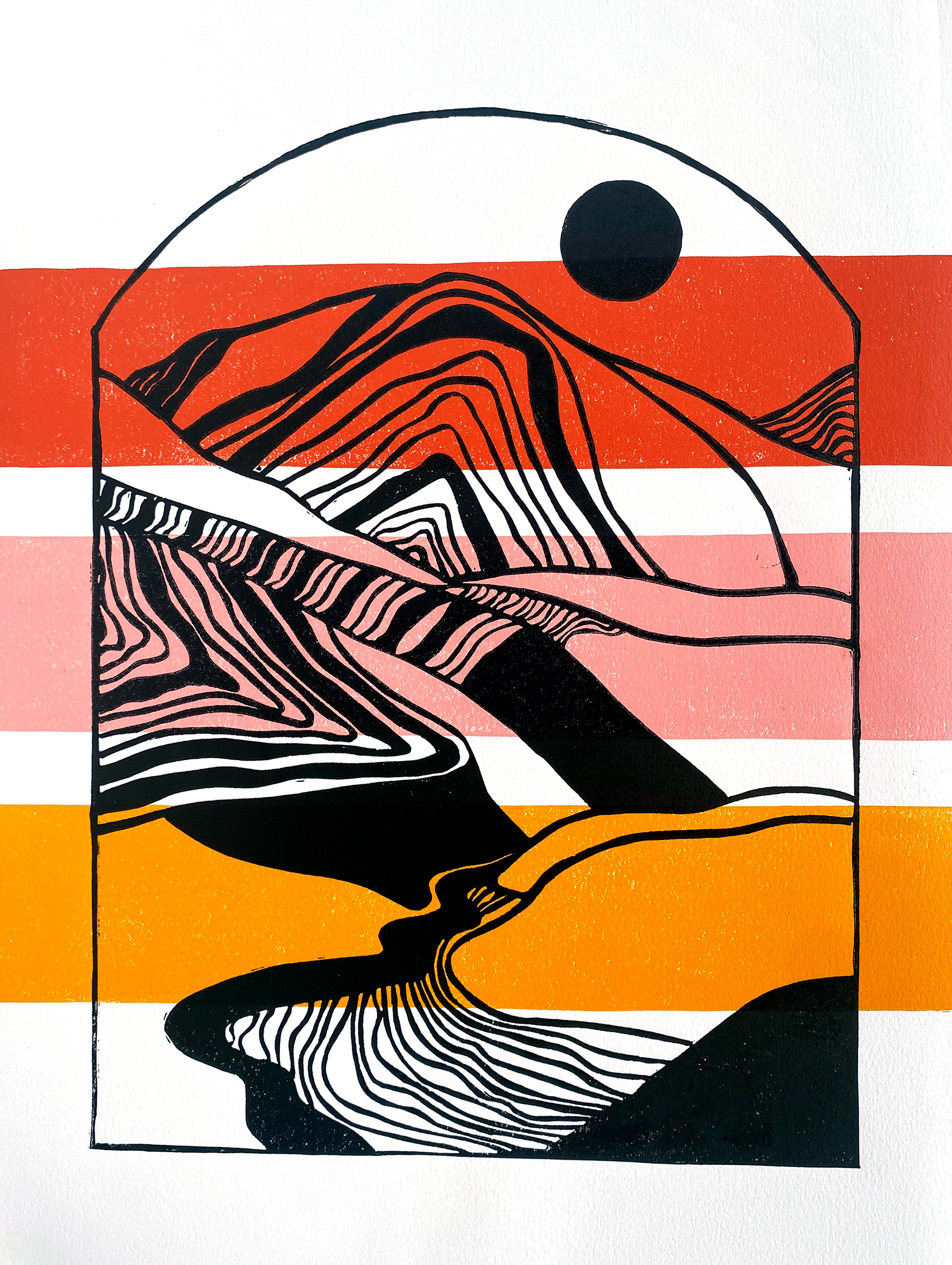 Landscape | Handprinted Linocut