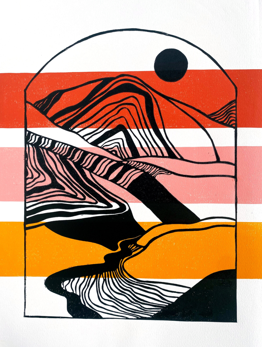 "Dunes" Original Linocut Print