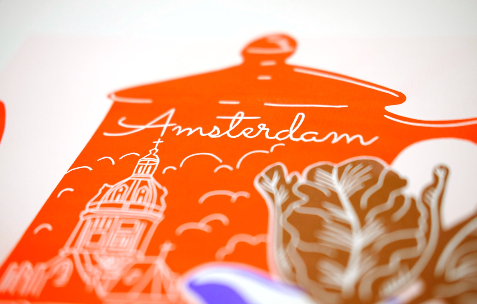 "Amsterdam Vessels" Original Linocut Reproduced using Risograph Print