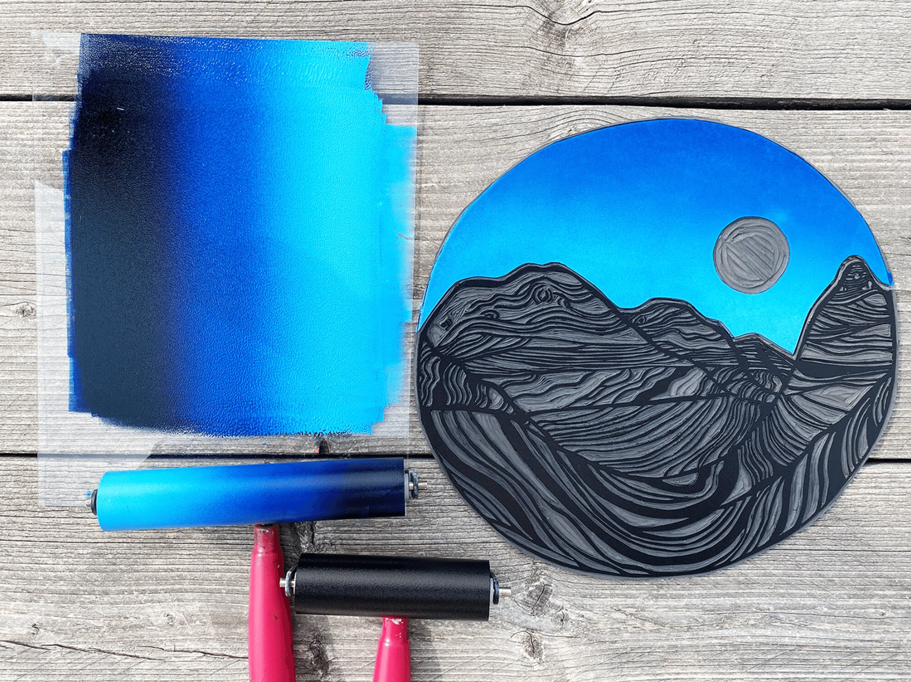 "Coyote Buttes Rock Wave" Original Linocut Print