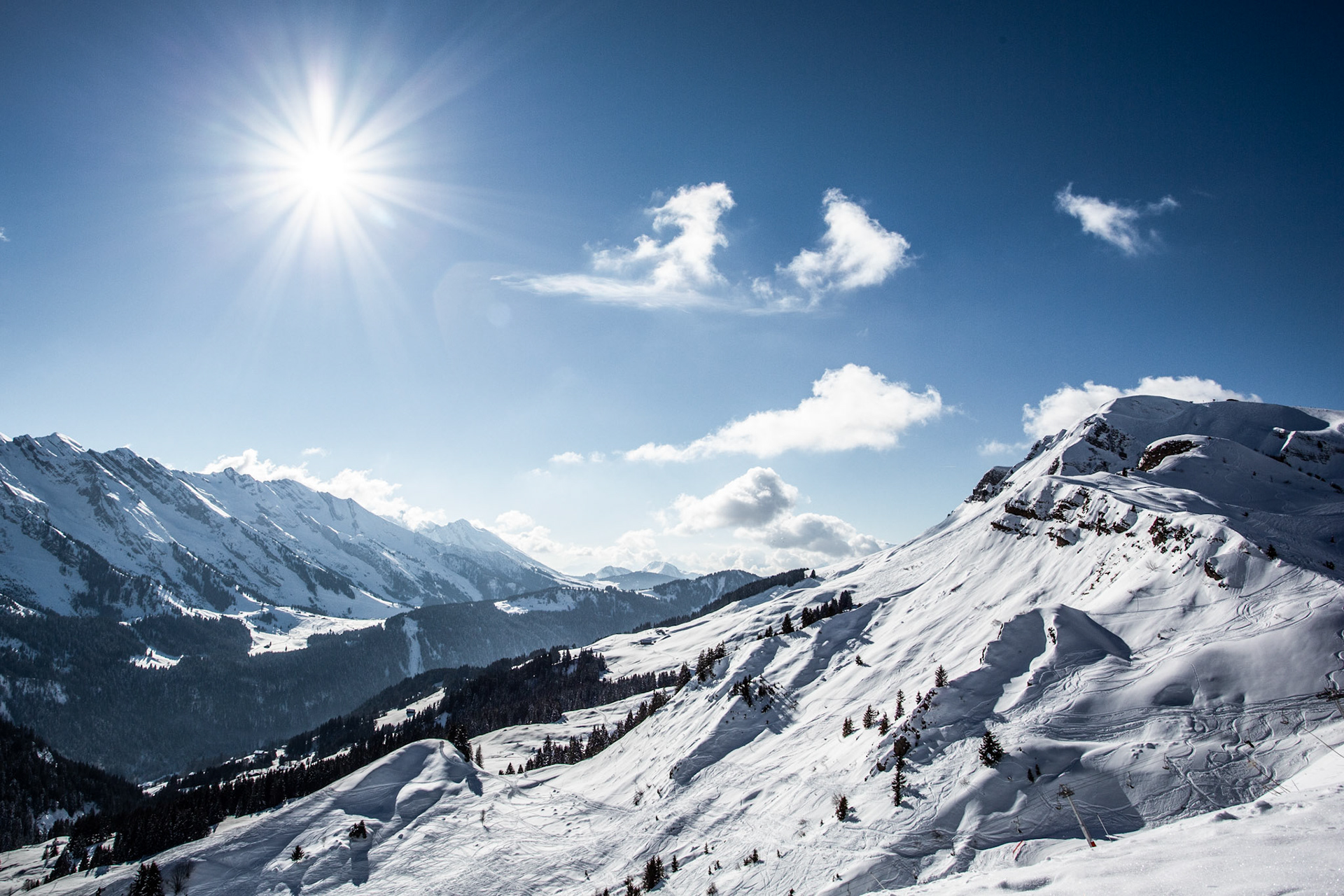 Sun beam on Aravis