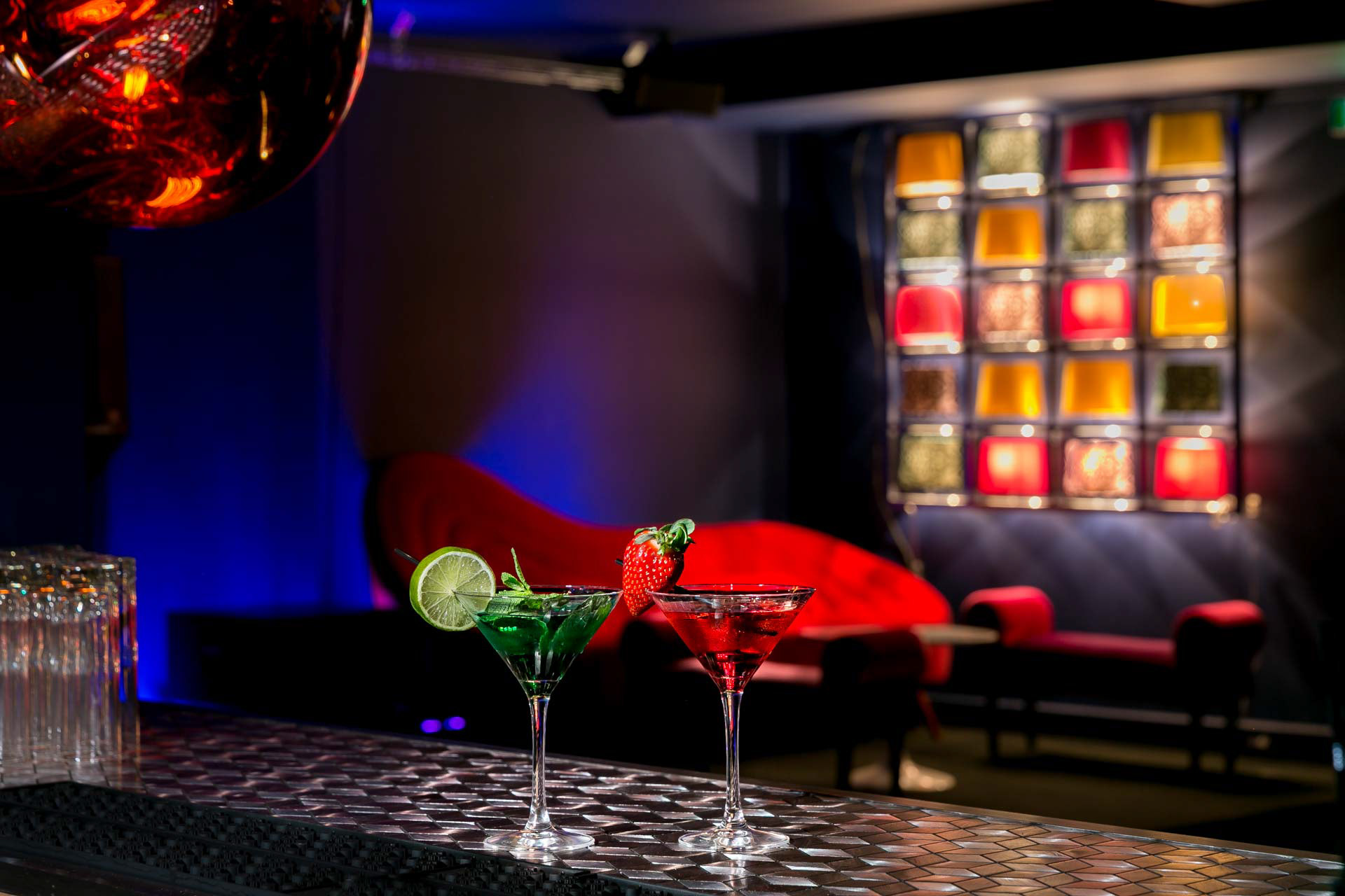 Cocktails sur le comptoir