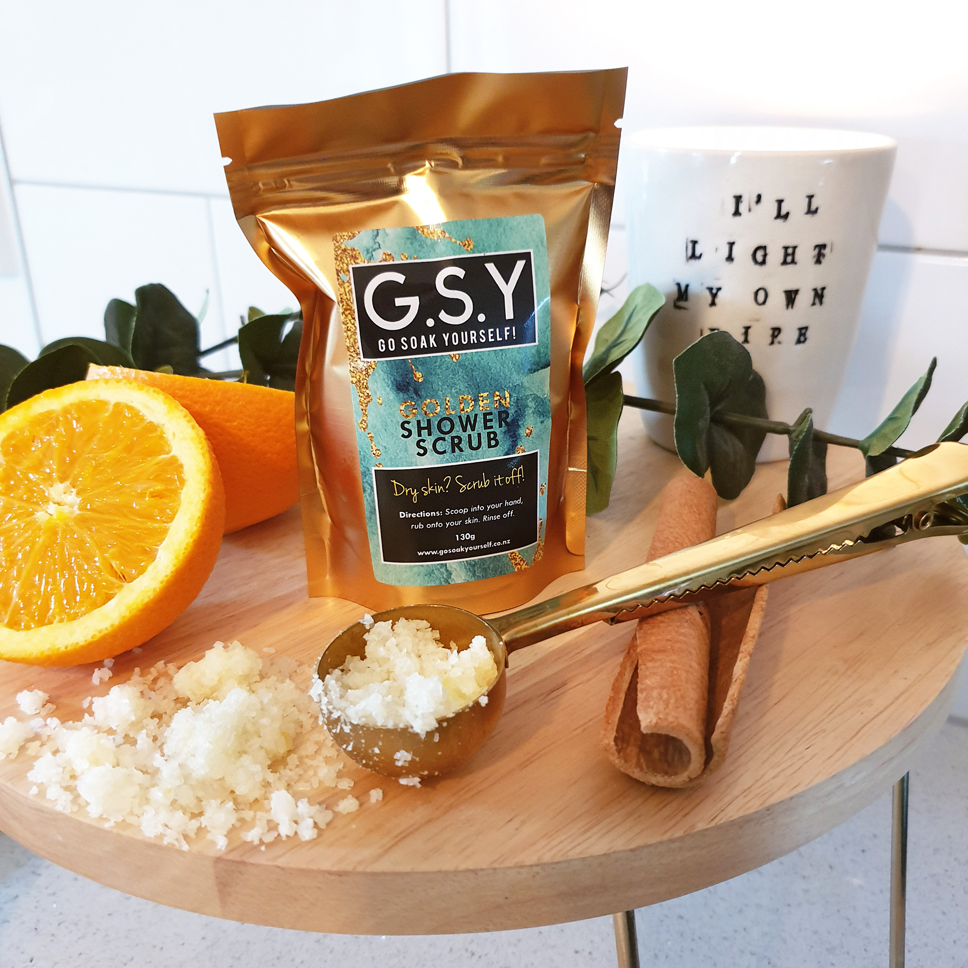 GSY shower scrub styled photo