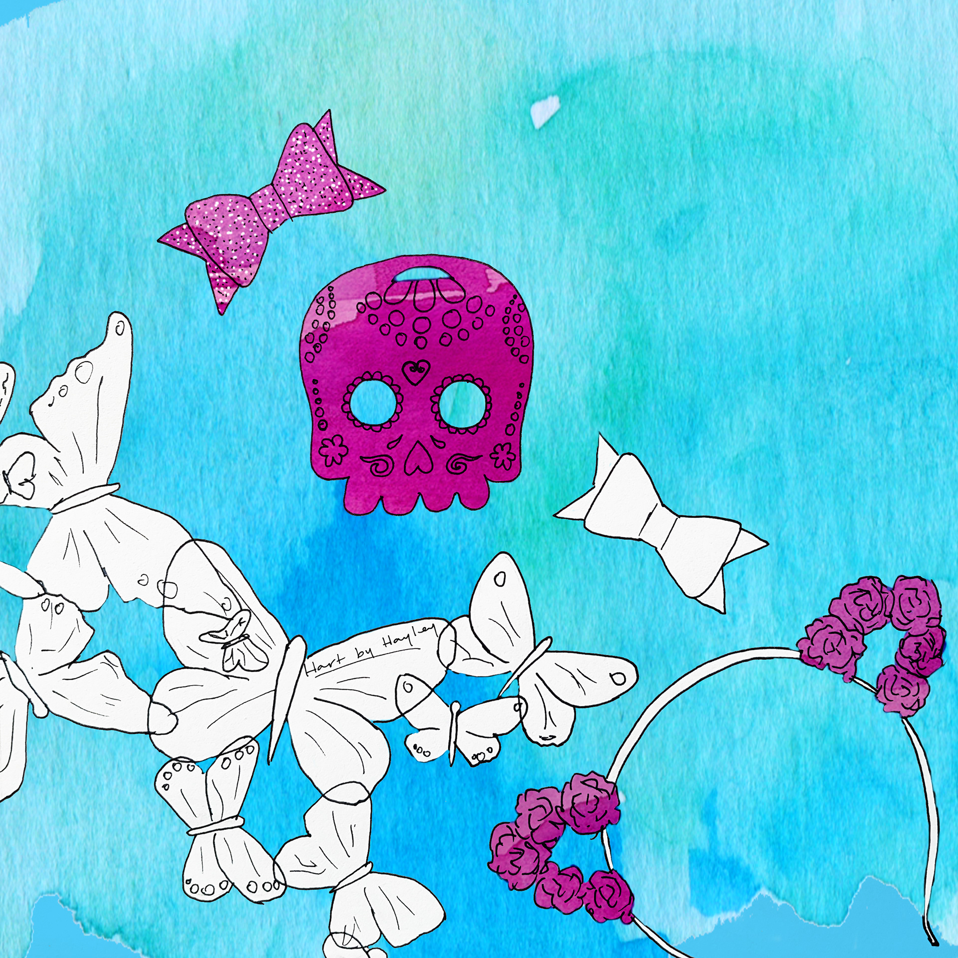 Hand drawn illustration based off styled flatly with digital colouring
