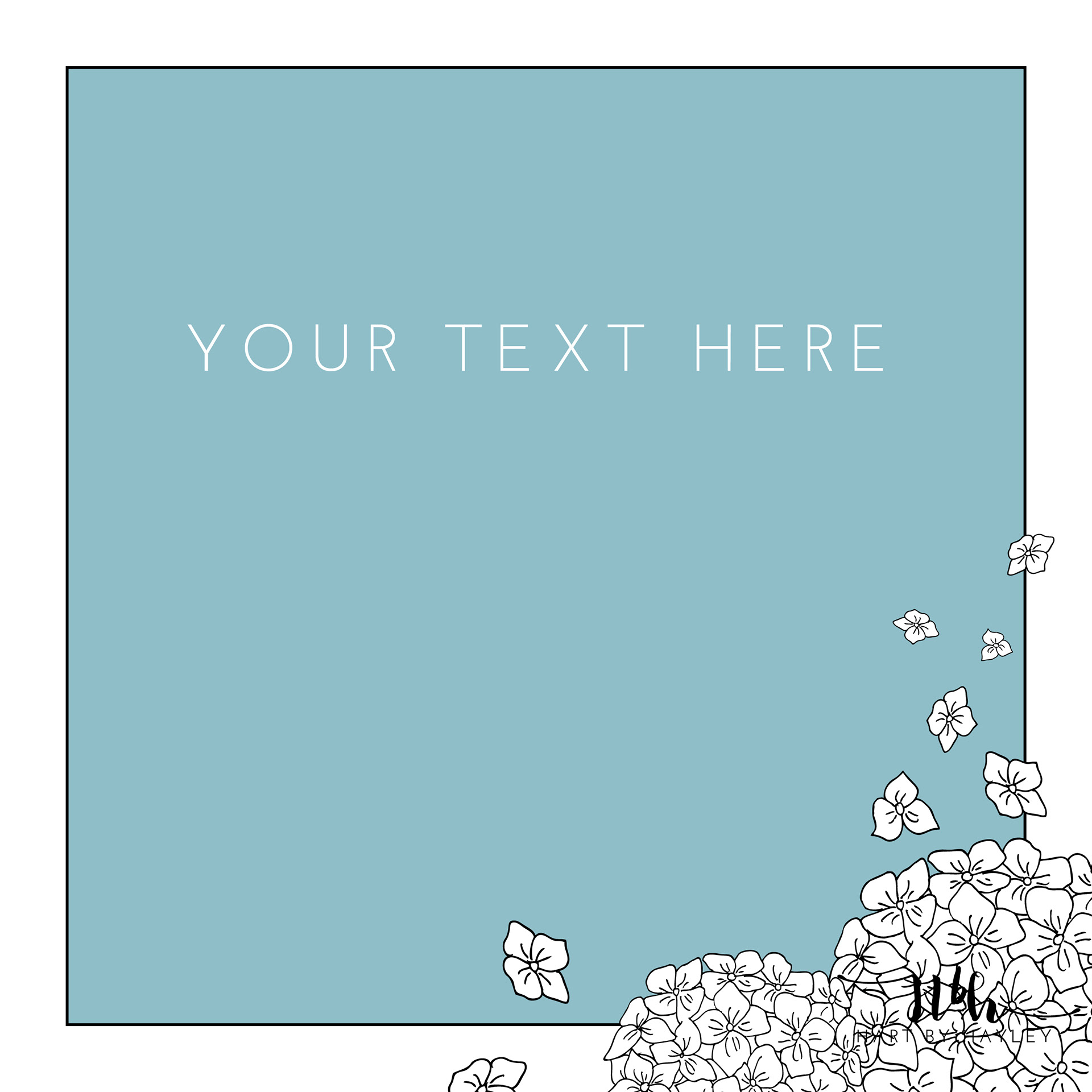 Hand drawn hydrangeas, used as a template mockup
