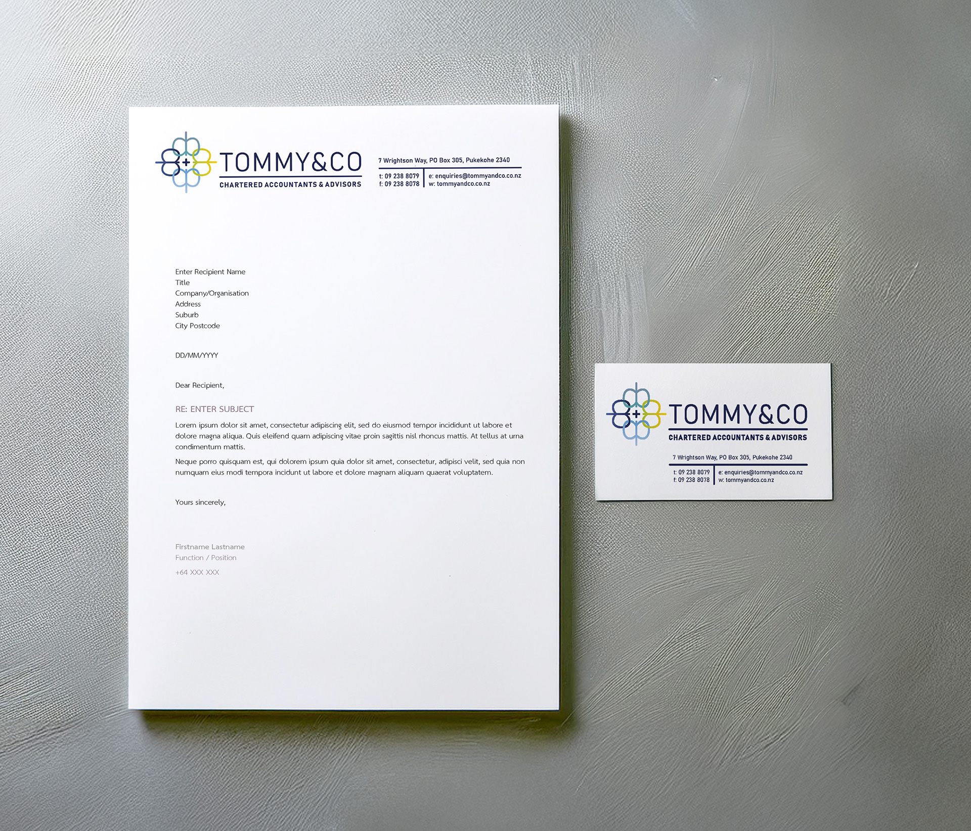 TOMMY & CO Letterhead and business card