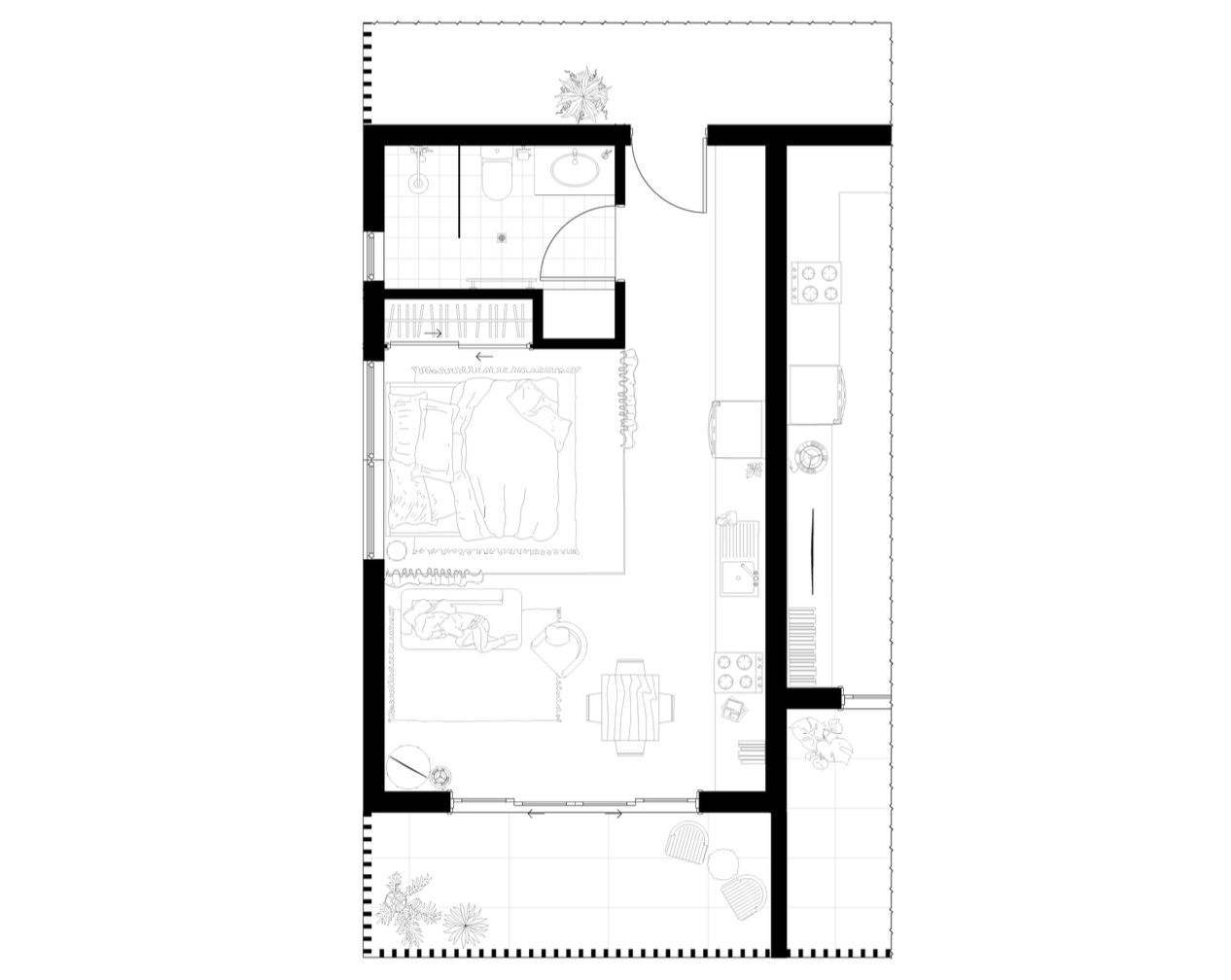 Studio Apartment Unit Floor Plan