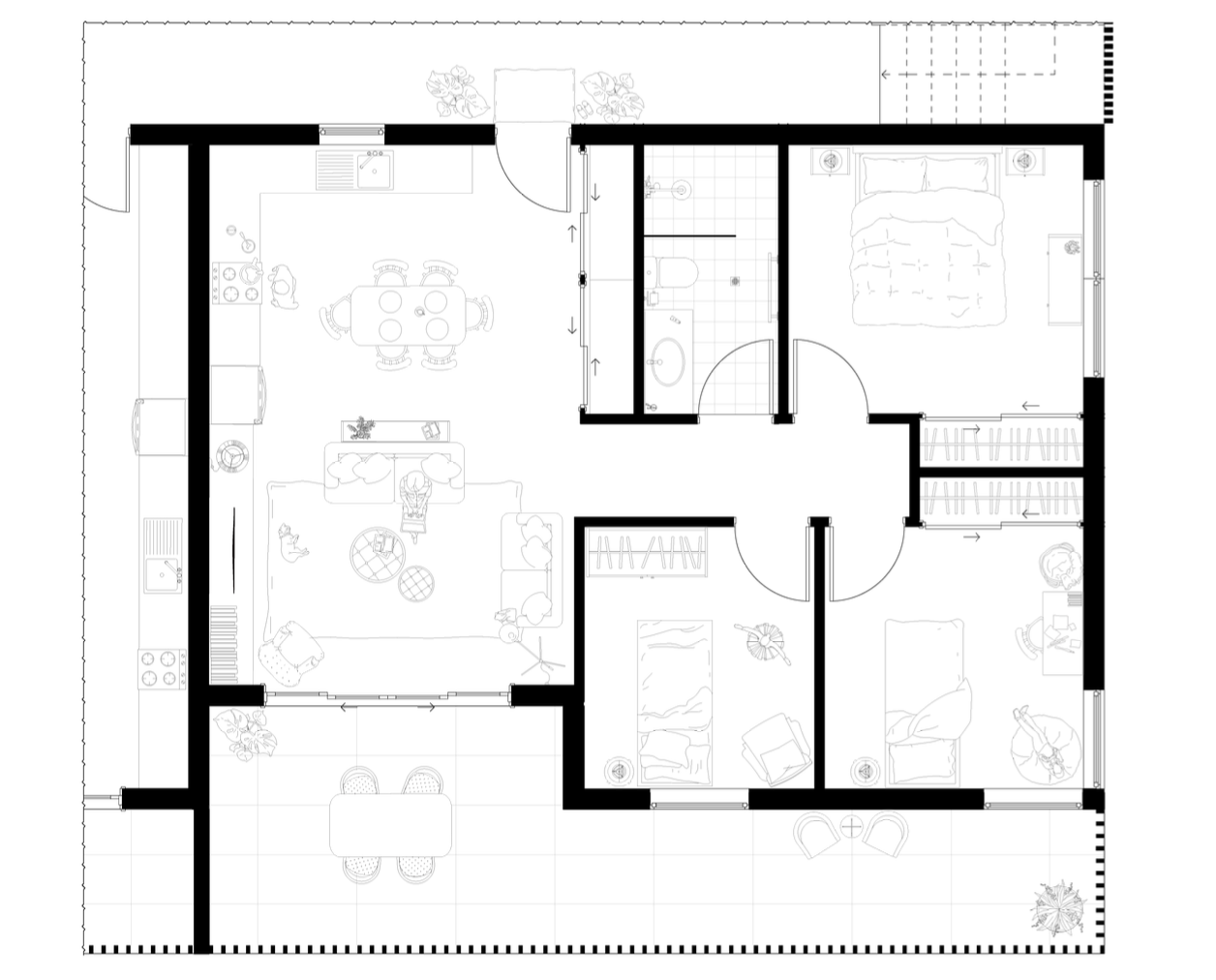 3 Bedroom Apartment Unit Floor Plan