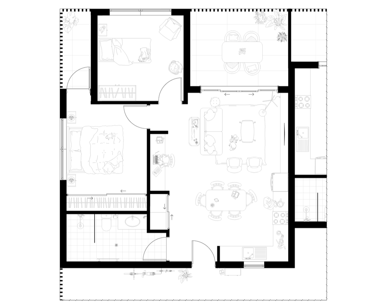 2 Bedroom Apartment Unit Floor Plan