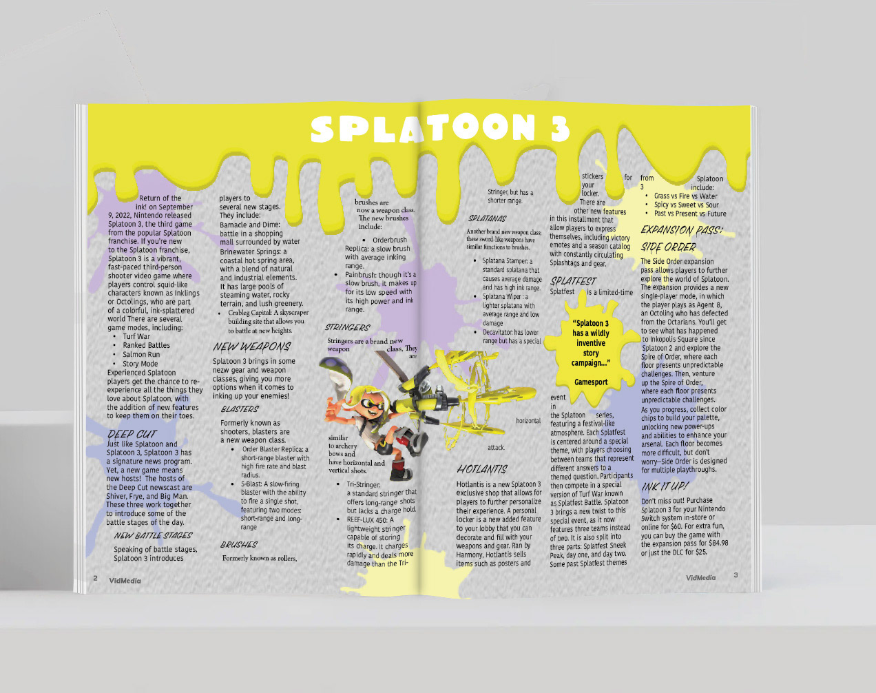 Contemporary editorial mockup discussing a popular video game 