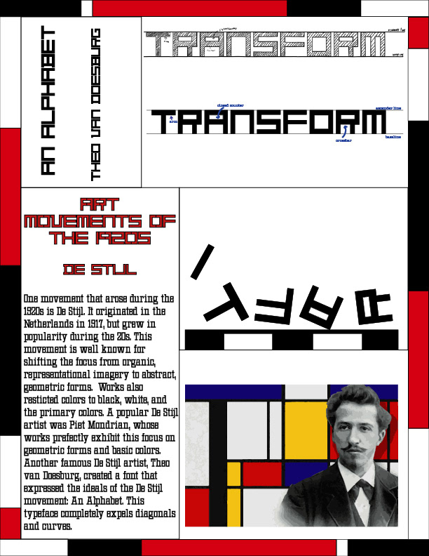 Theme Font: An Alphabet; Topic: De Stijl