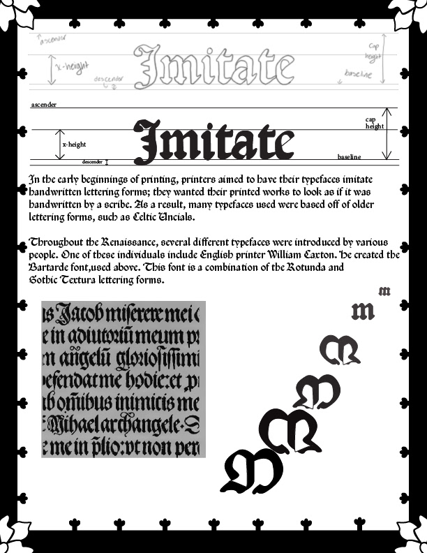 Theme Font: Bartarde; Topic: Fonts Used During Introduction of the Printing Press