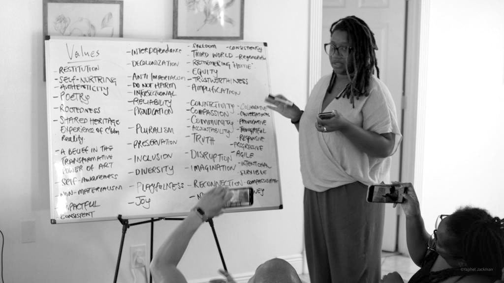Discussing brand values at a Branding Discovery session in Miami