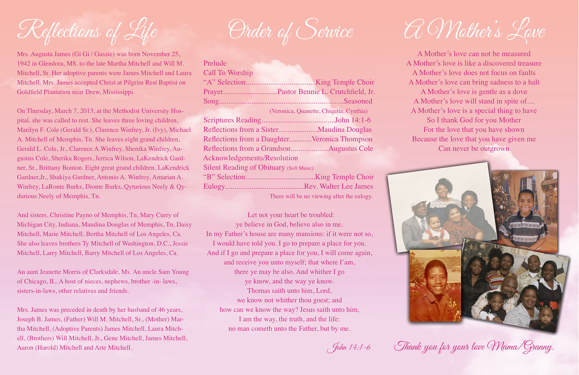Inside of Homegoing Program for Mrs. Augusta M James